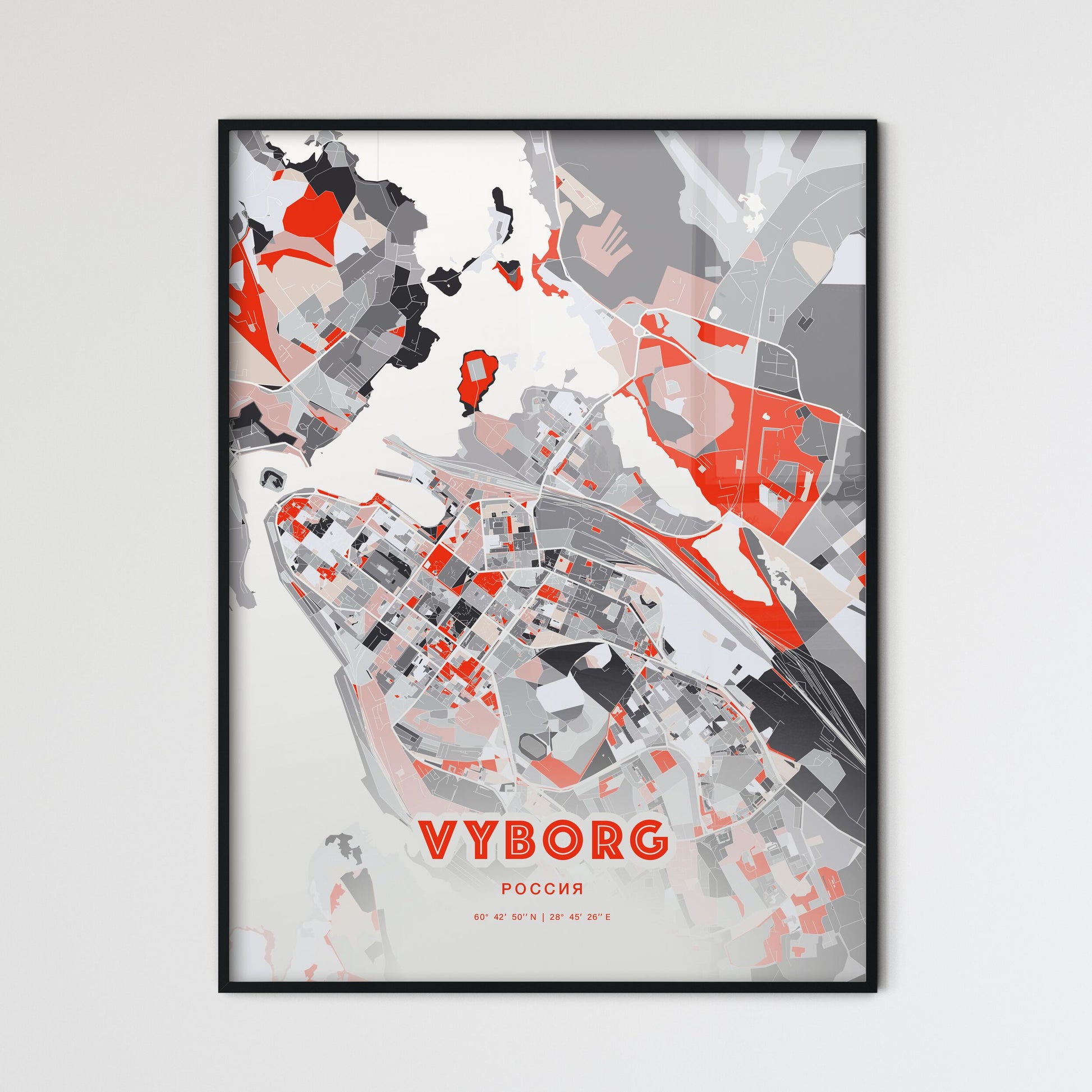 Colorful VYBORG RUSSIA Fine Art Map Modern