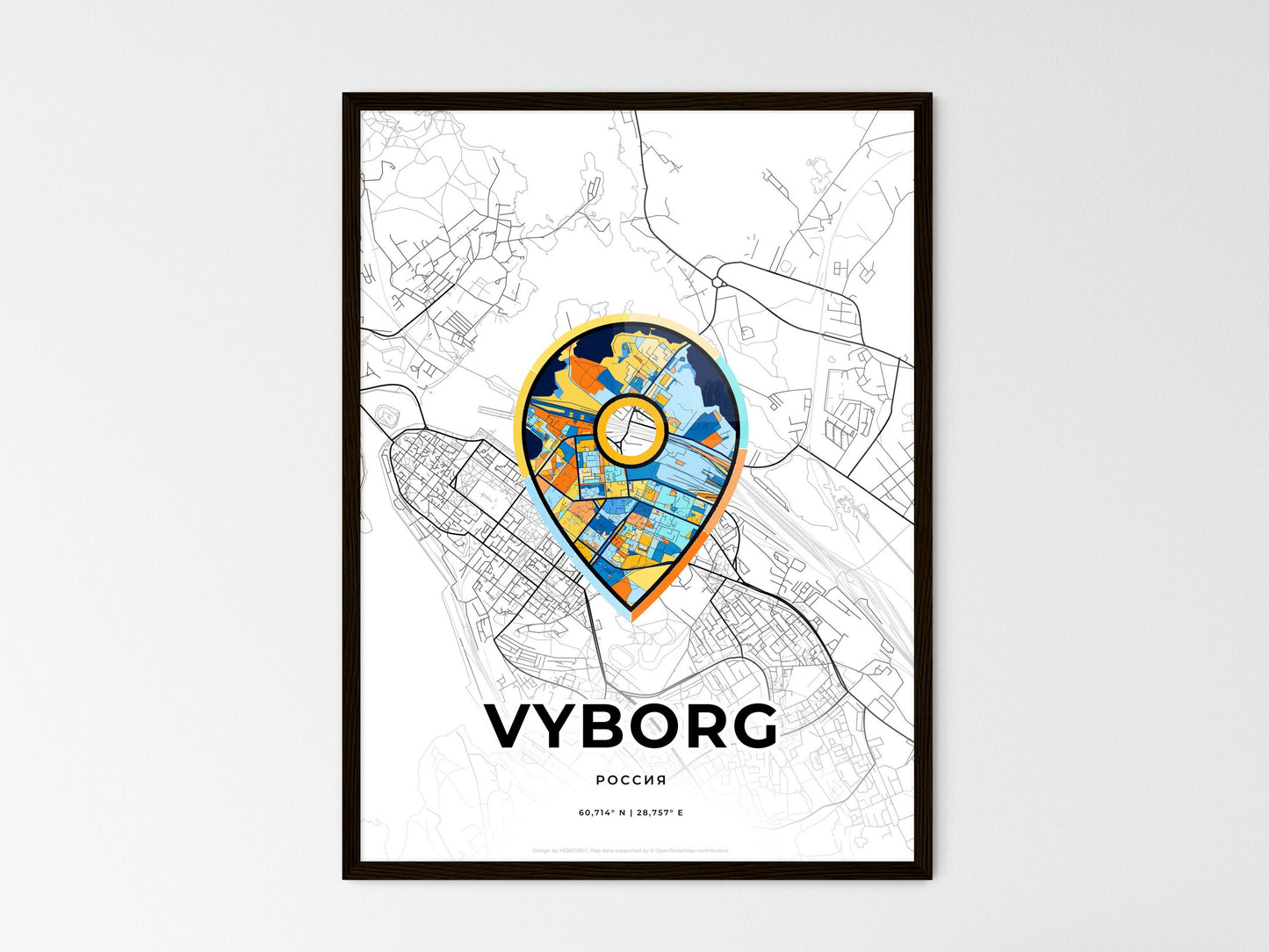 Vyborg Russia wedding art map with pointer icon