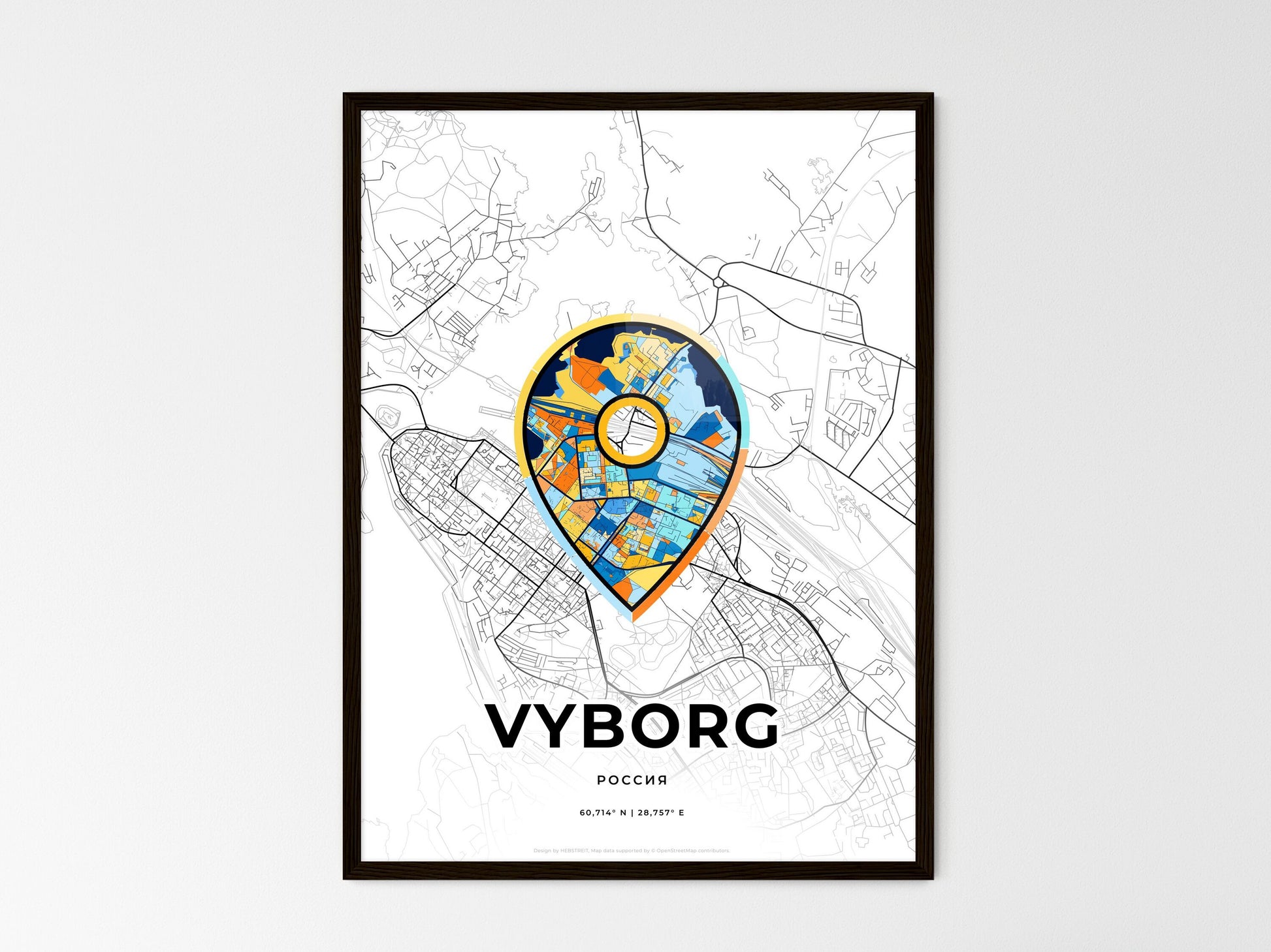 Vyborg Russia wedding art map with pointer icon