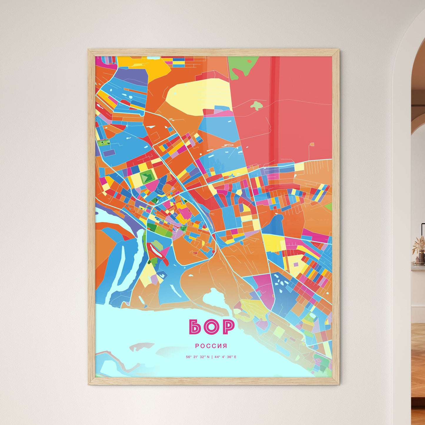Colorful BOR RUSSIA Fine Art Map Crazy Colors