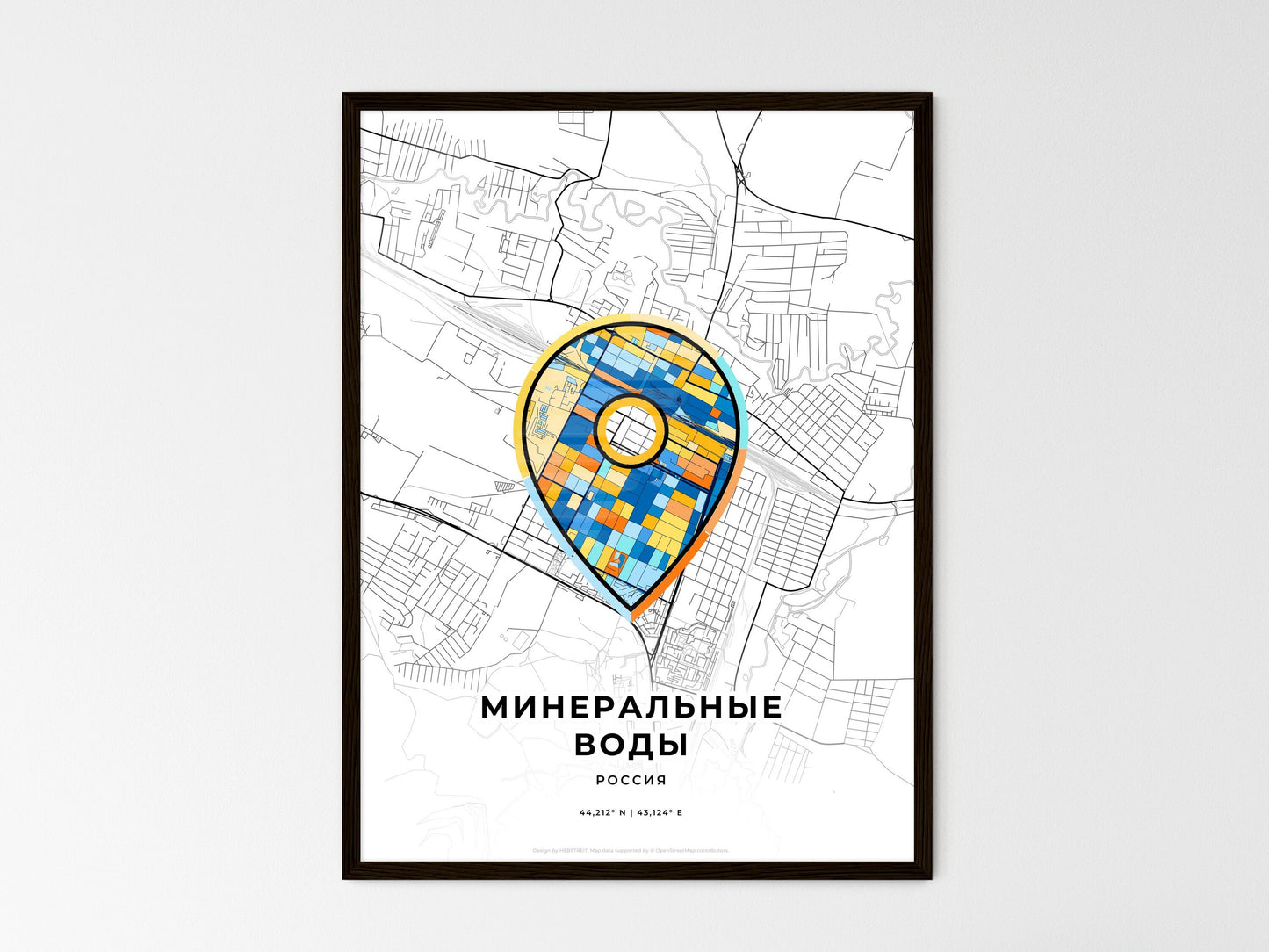 Mineralnye Vody Russia wedding art map with pointer icon