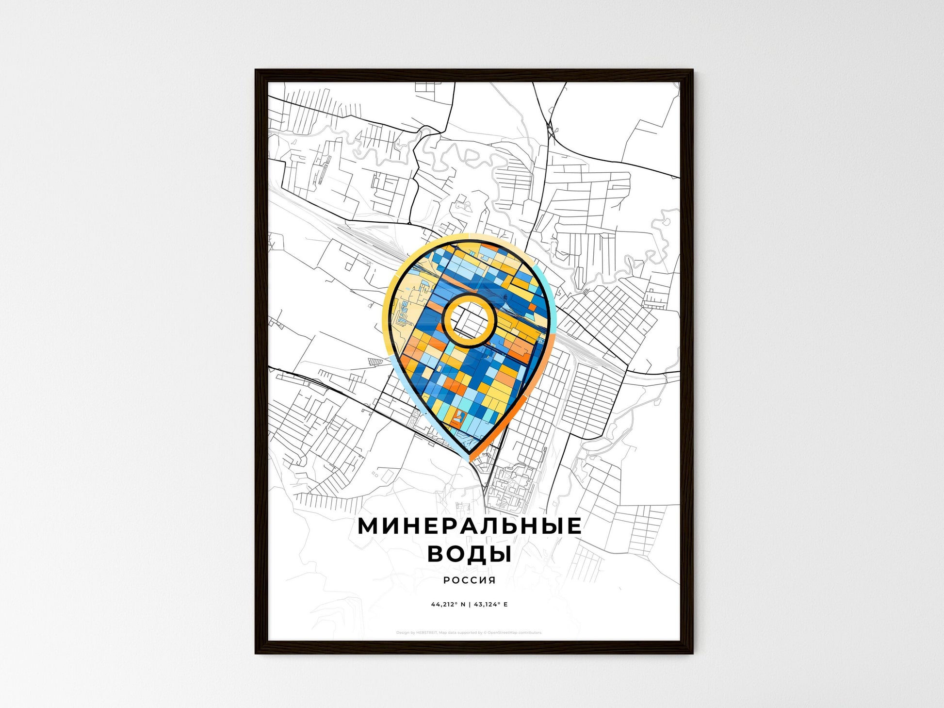 Mineralnye Vody Russia wedding art map with pointer icon