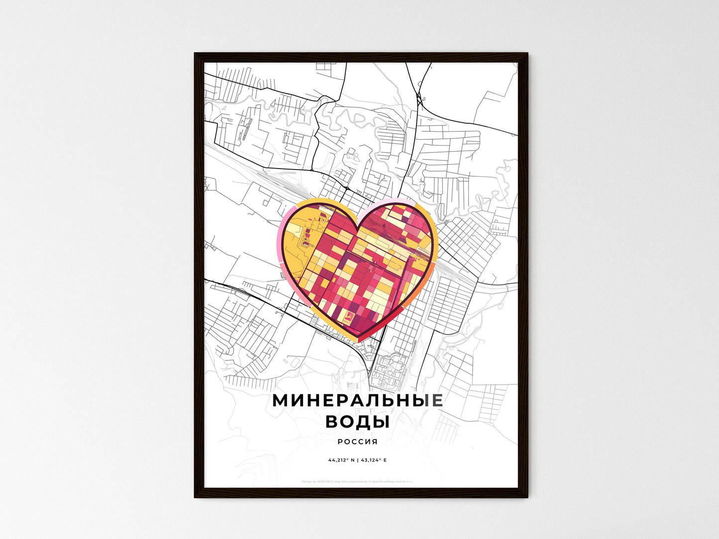 Mineralnye Vody Russia wedding art map with heart icon