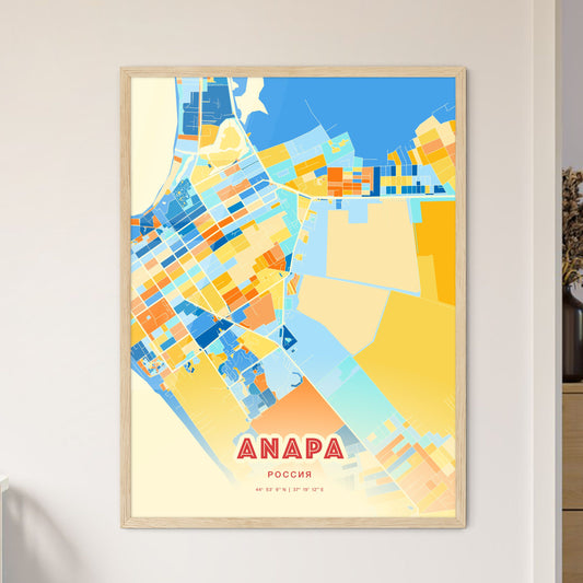 Colorful ANAPA RUSSIA Fine Art Map Blue Orange