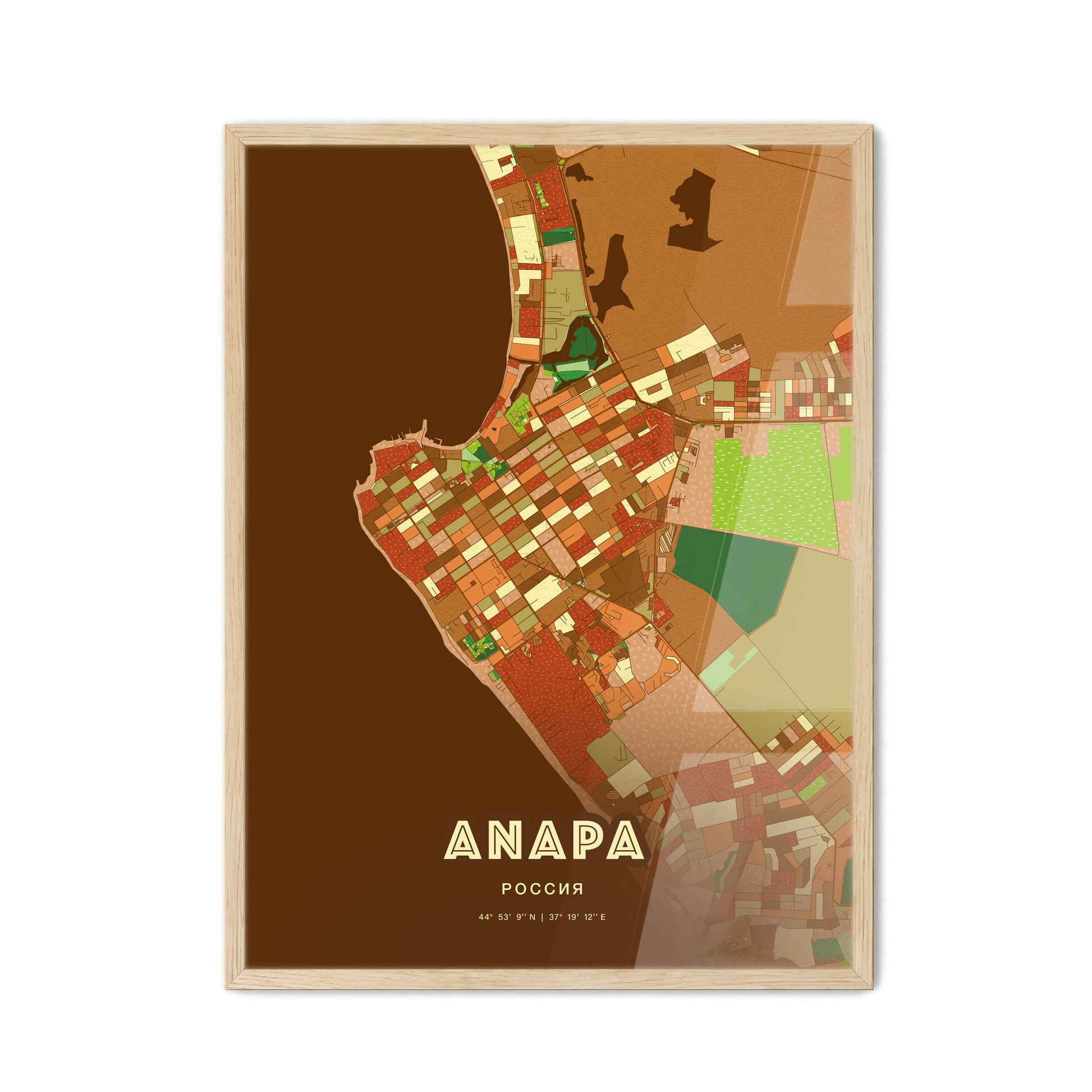 Colorful ANAPA RUSSIA Fine Art Map Farmhouse