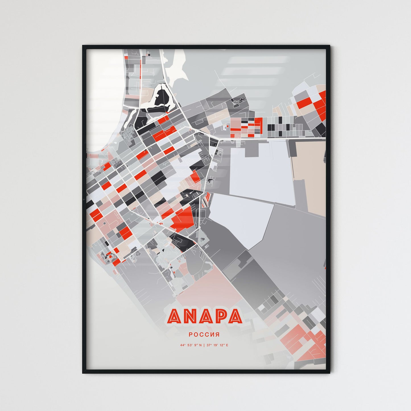 Colorful ANAPA RUSSIA Fine Art Map Modern