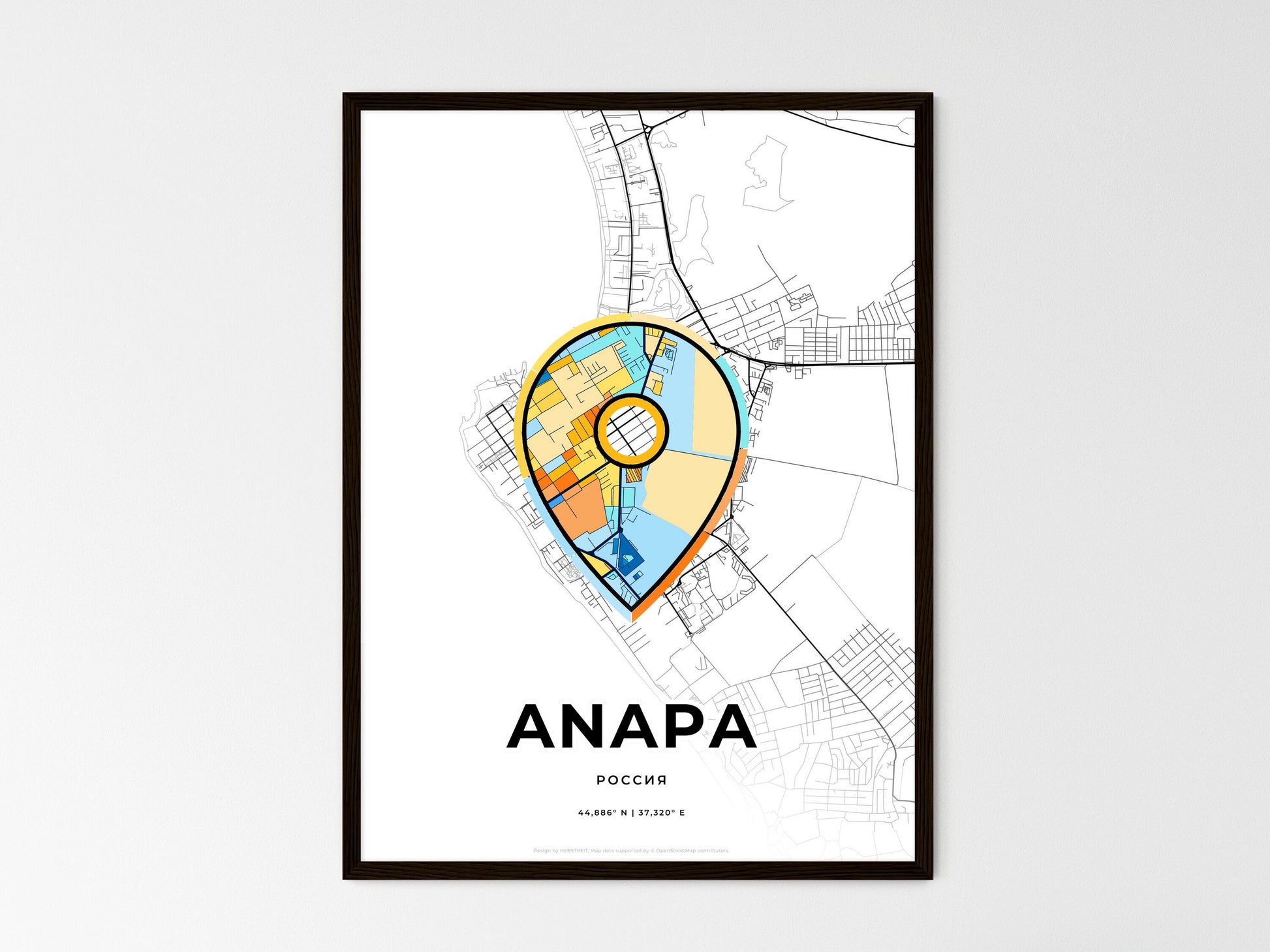 Anapa Russia wedding art map with pointer icon