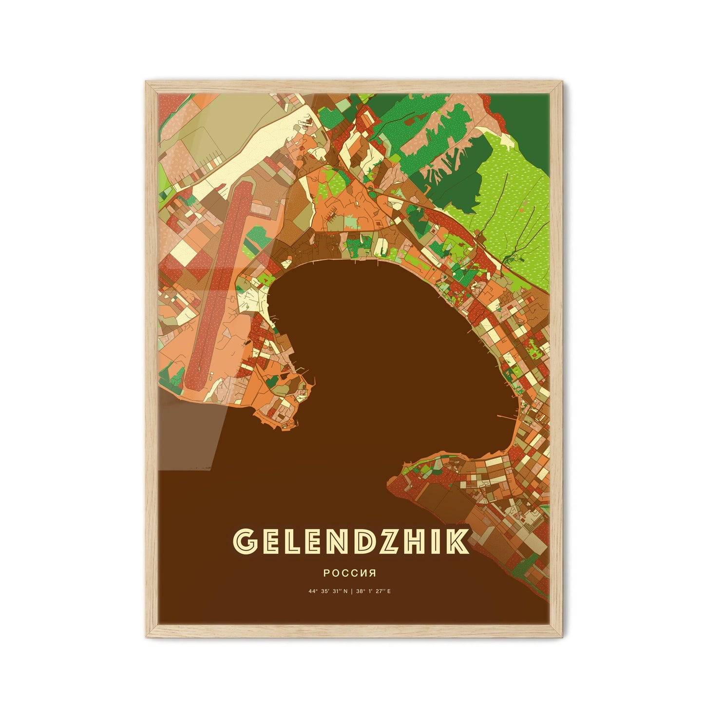 Colorful GELENDZHIK RUSSIA Fine Art Map Farmhouse