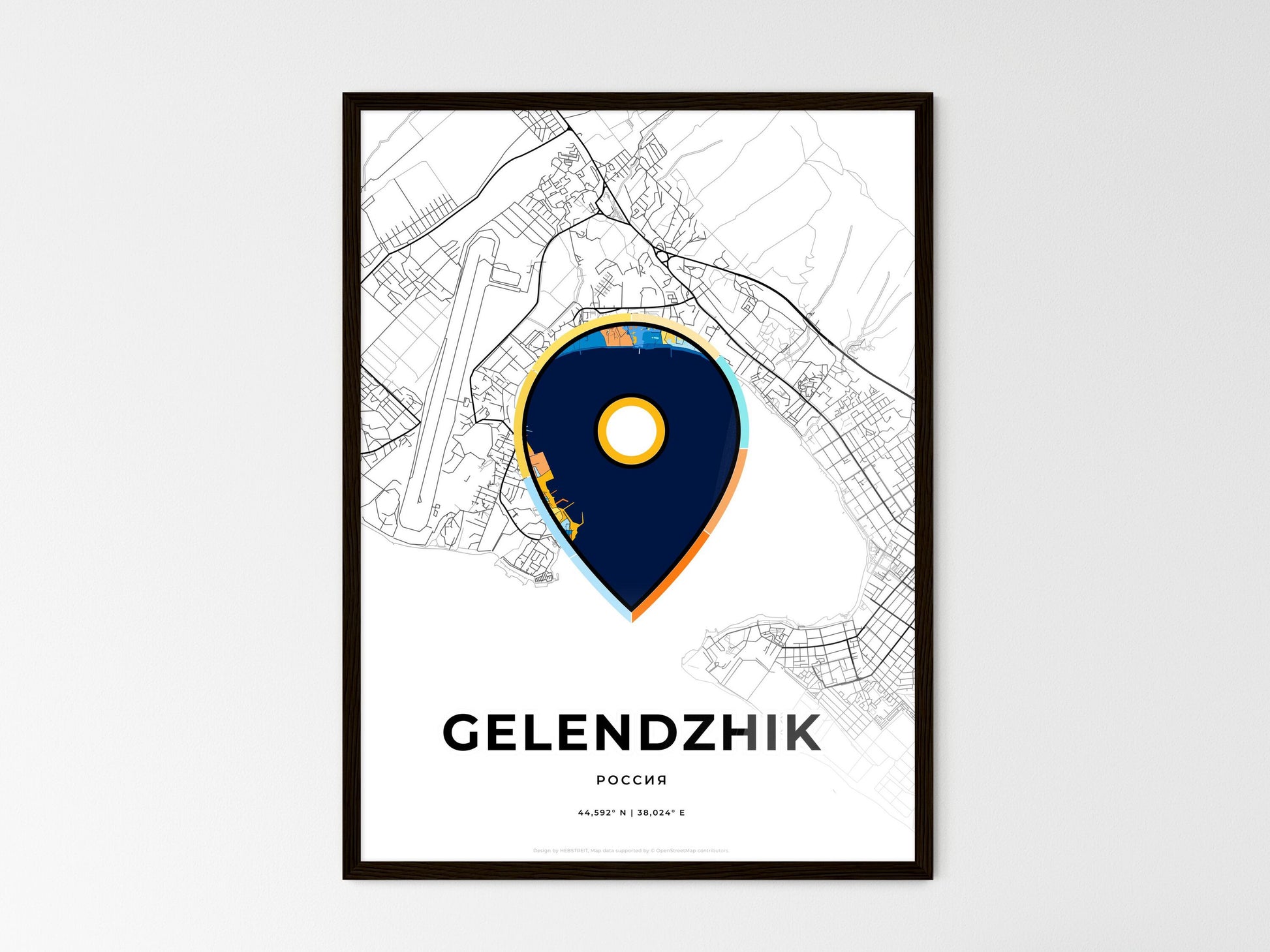Gelendzhik Russia wedding art map with pointer icon