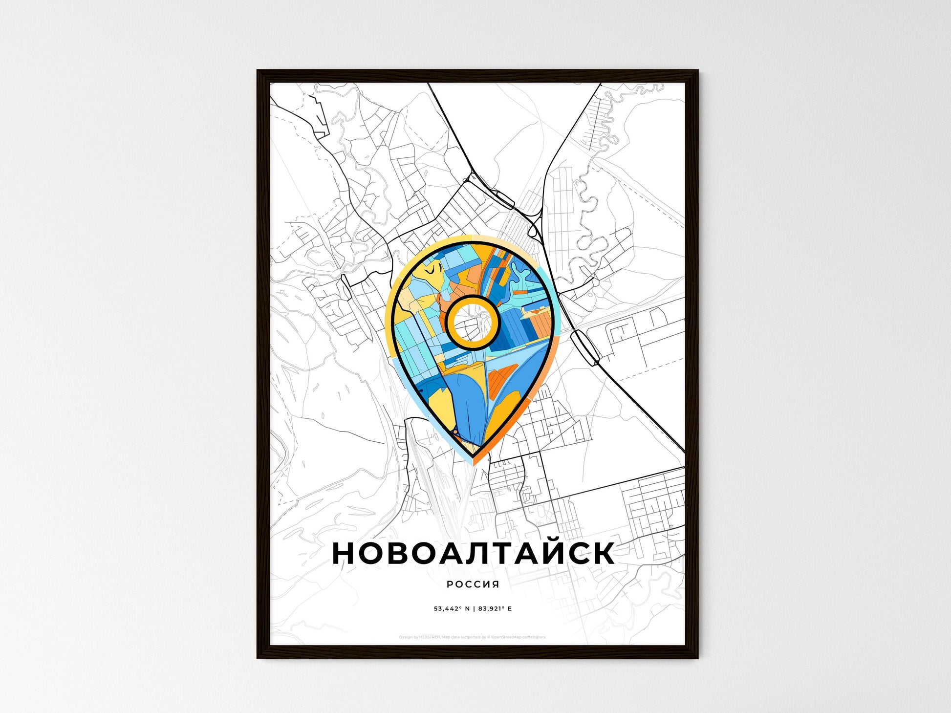 Novoaltaysk Russia wedding art map with pointer icon