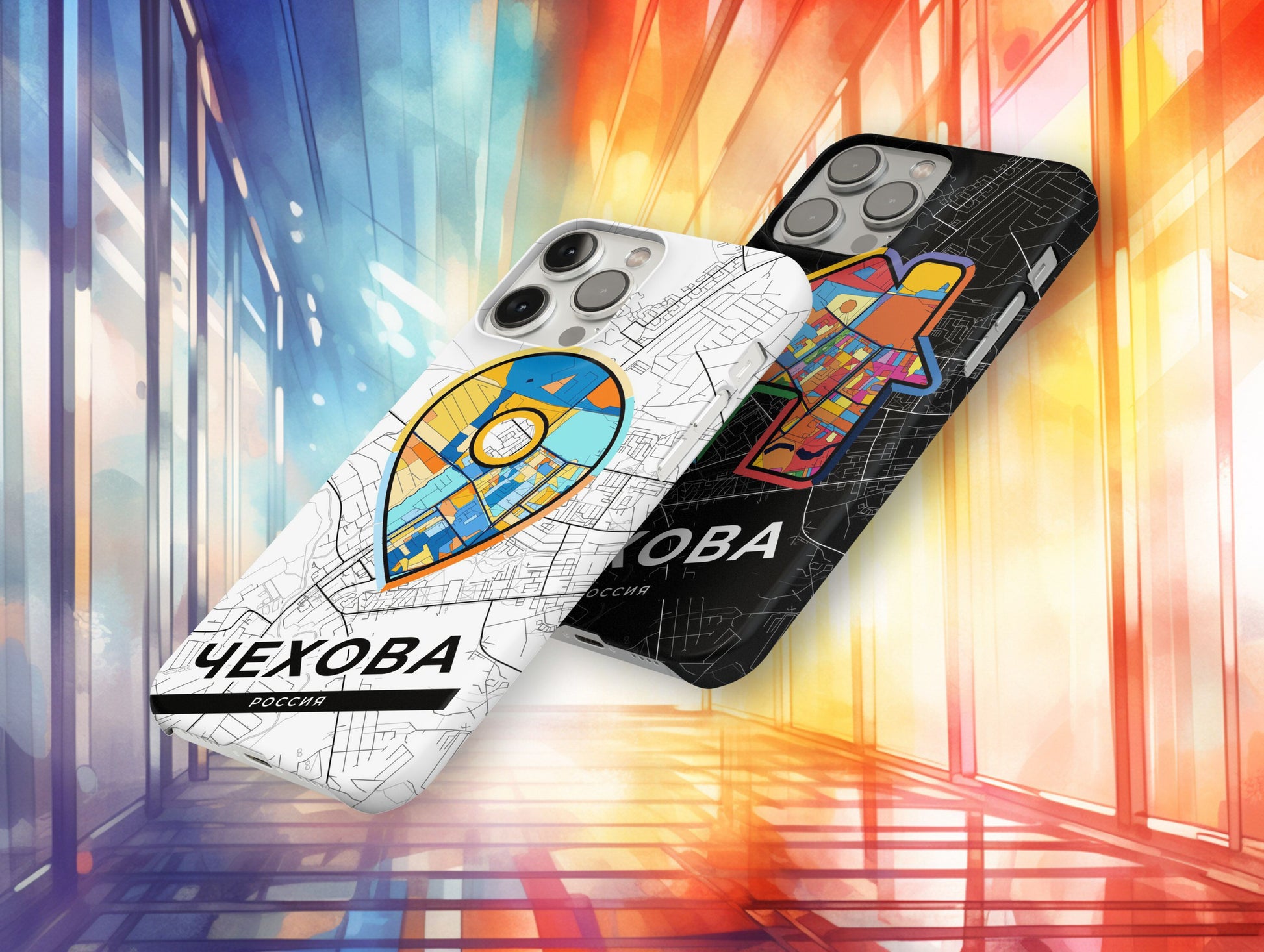 Chekhov Russia slim phone case with colorful icon. Birthday, wedding or housewarming gift. Couple match cases.