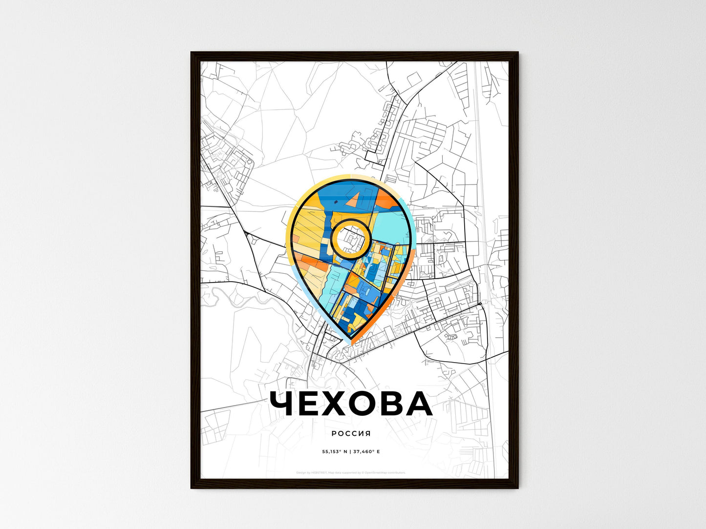 Chekhov Russia wedding art map with pointer icon