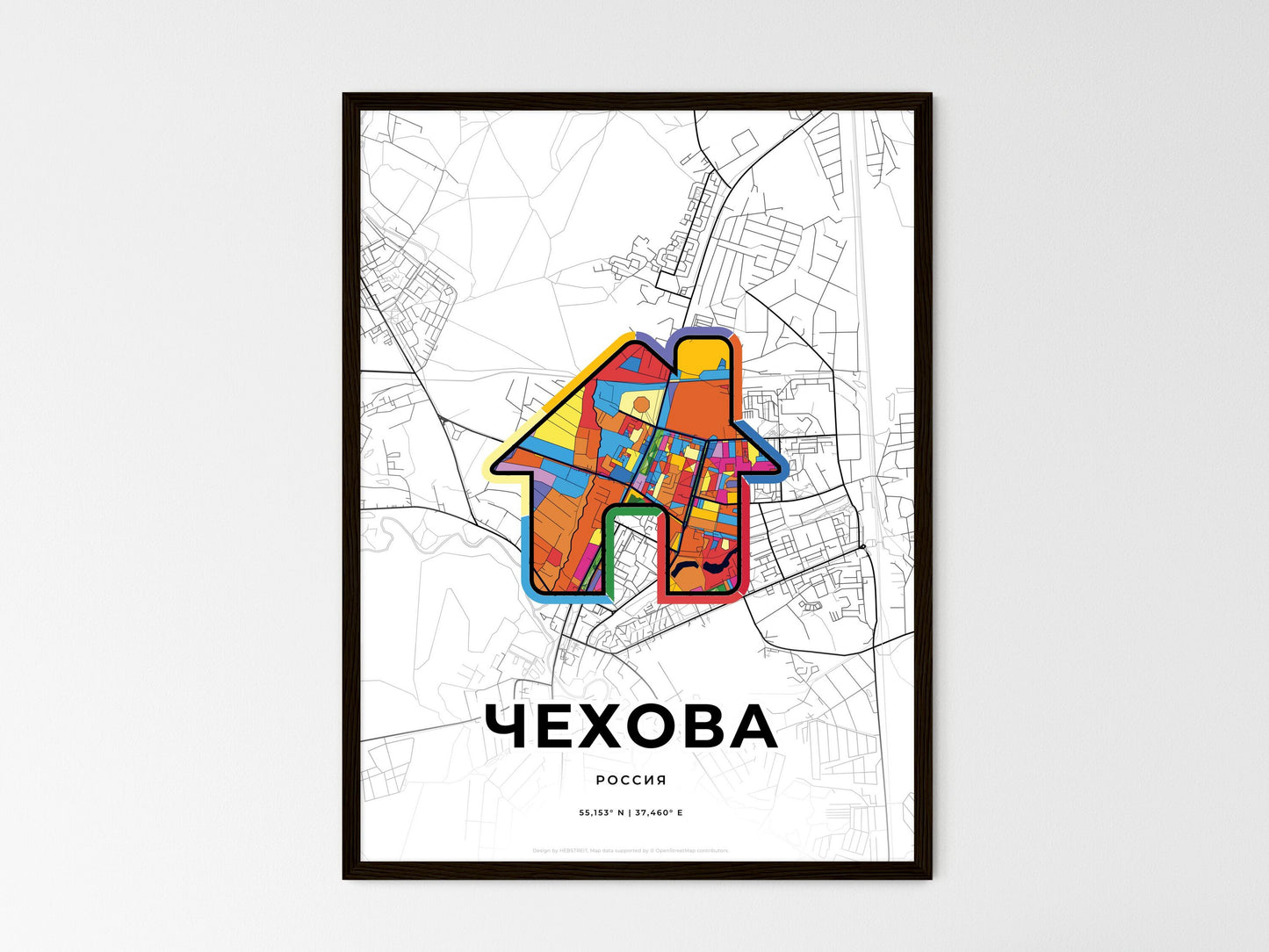 Chekhov Russia wedding art map with home icon
