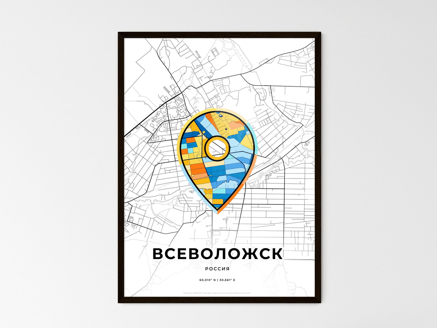 Vsevolozhsk Russia wedding art map with pointer icon
