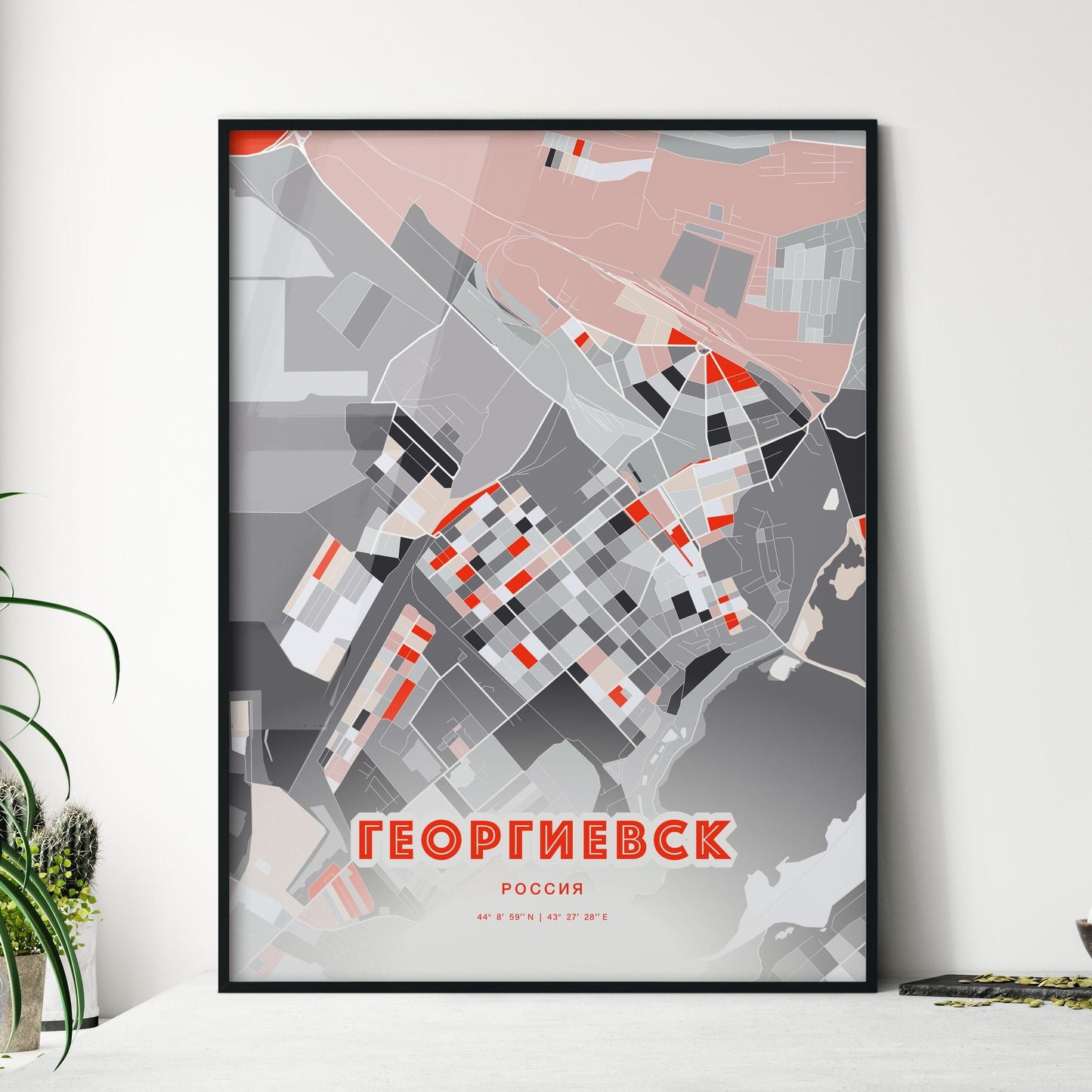 Colorful GEORGIYEVSK RUSSIA Fine Art Map Modern