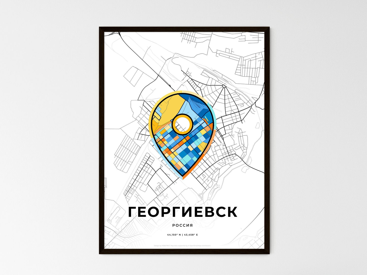 Georgiyevsk Russia wedding art map with pointer icon