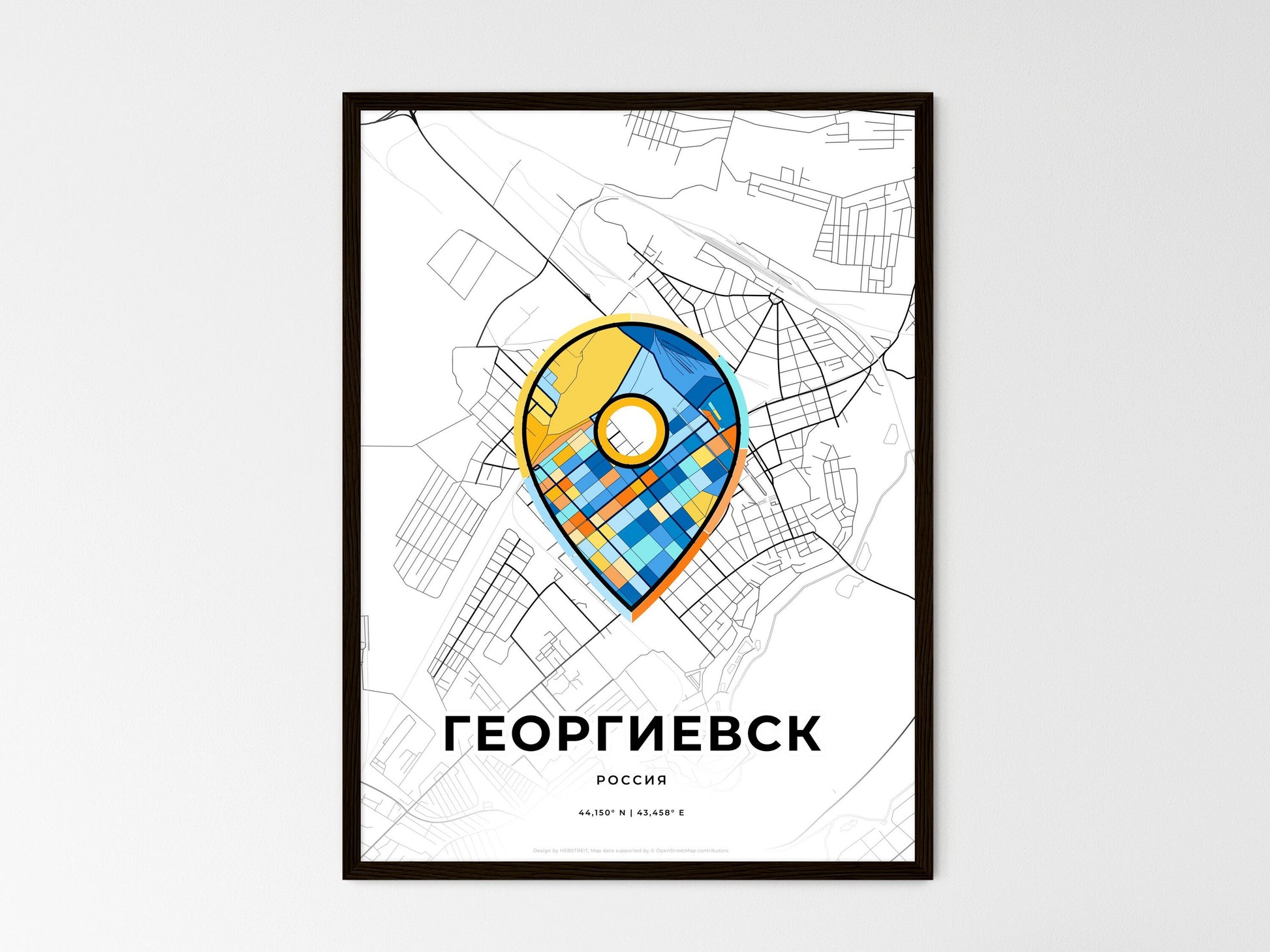 Georgiyevsk Russia wedding art map with pointer icon
