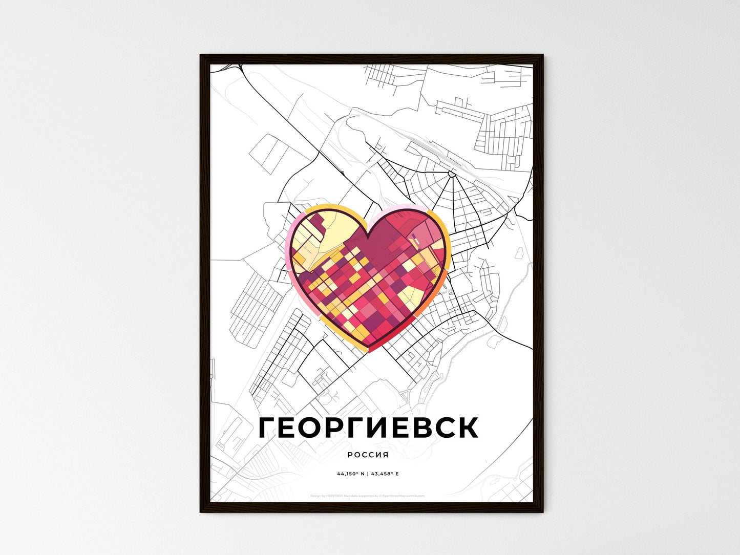 Georgiyevsk Russia wedding art map with heart icon