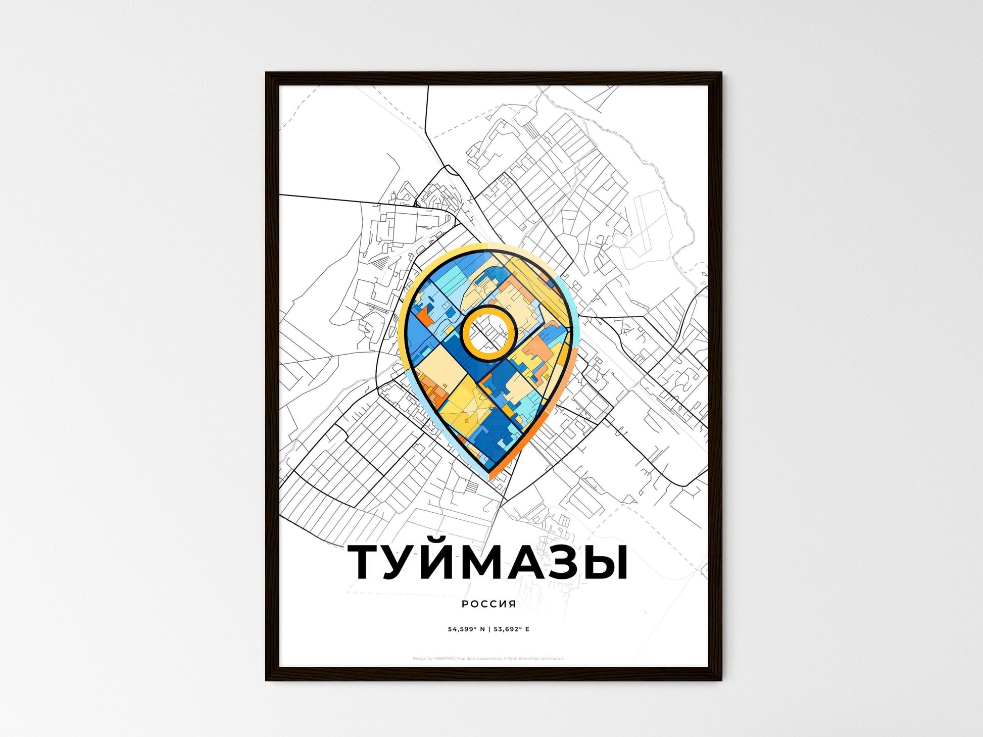 Tuymazy Russia wedding art map with pointer icon