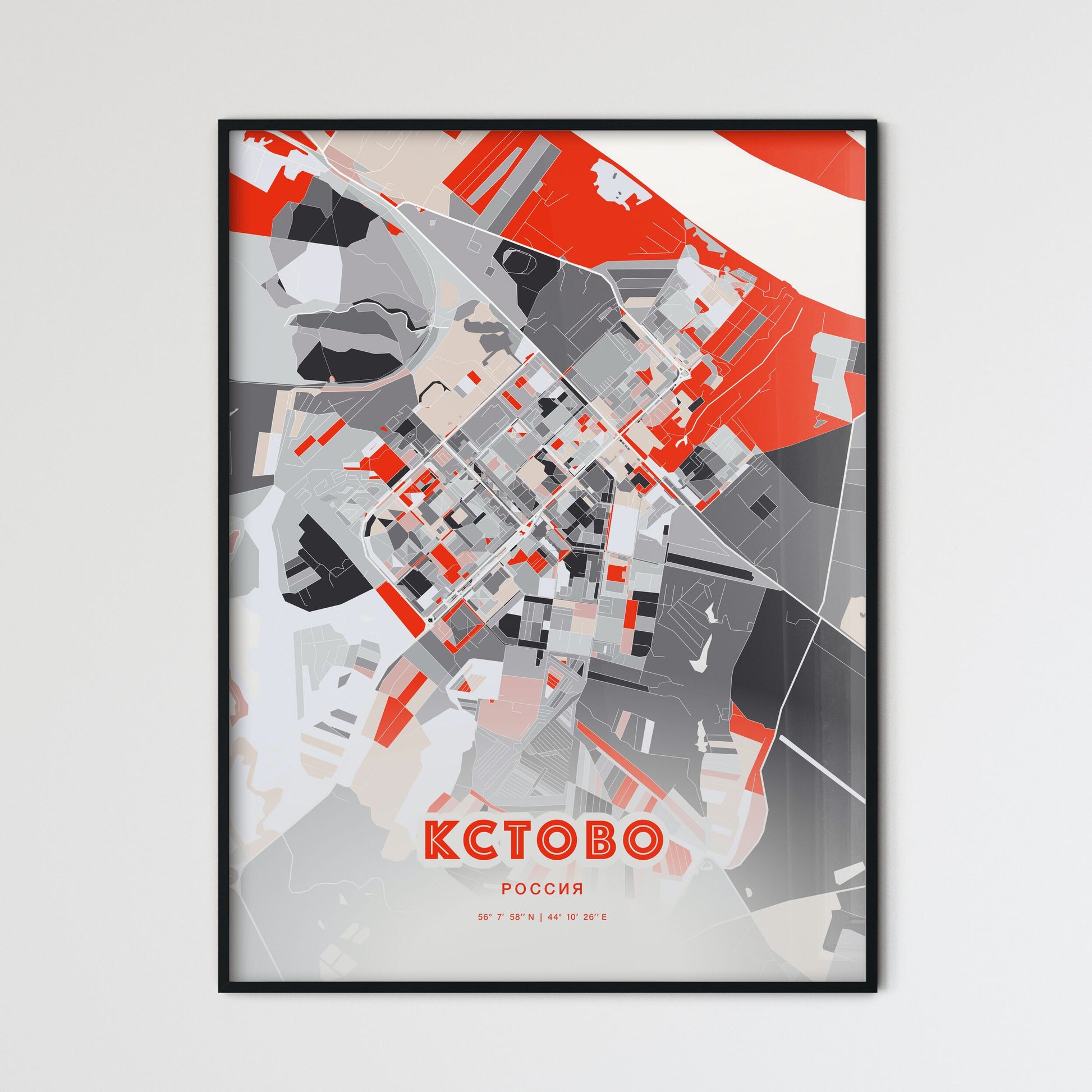 Colorful KSTOVO RUSSIA Fine Art Map Modern