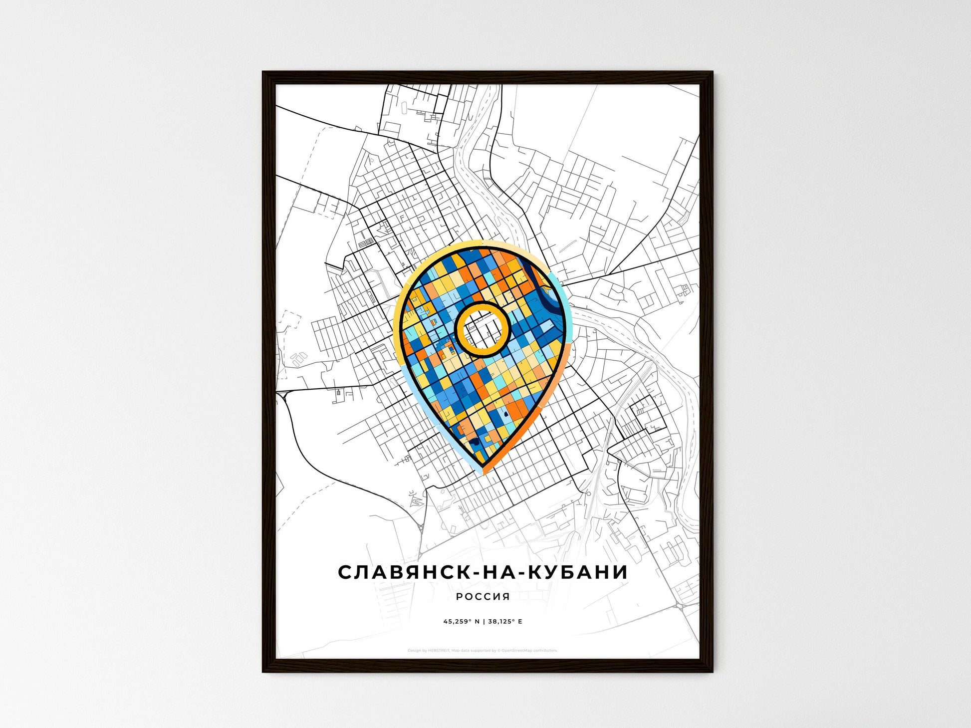 Slavyansk-Na-Kubani Russia wedding art map with pointer icon