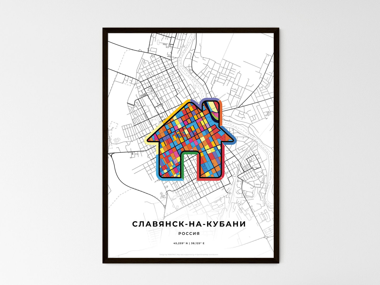 Slavyansk-Na-Kubani Russia wedding art map with home icon