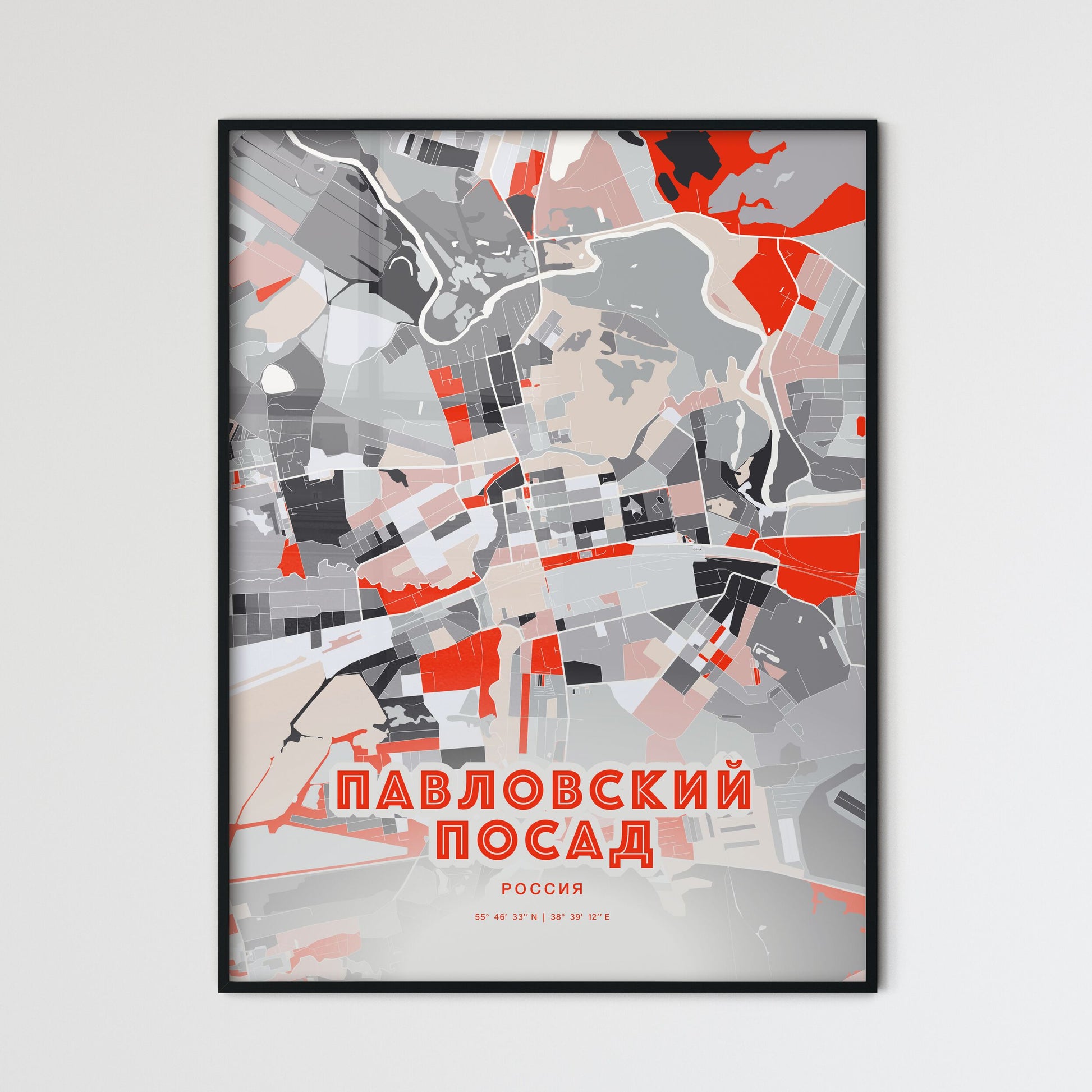 Colorful PAVLOVSKY POSAD RUSSIA Fine Art Map Modern