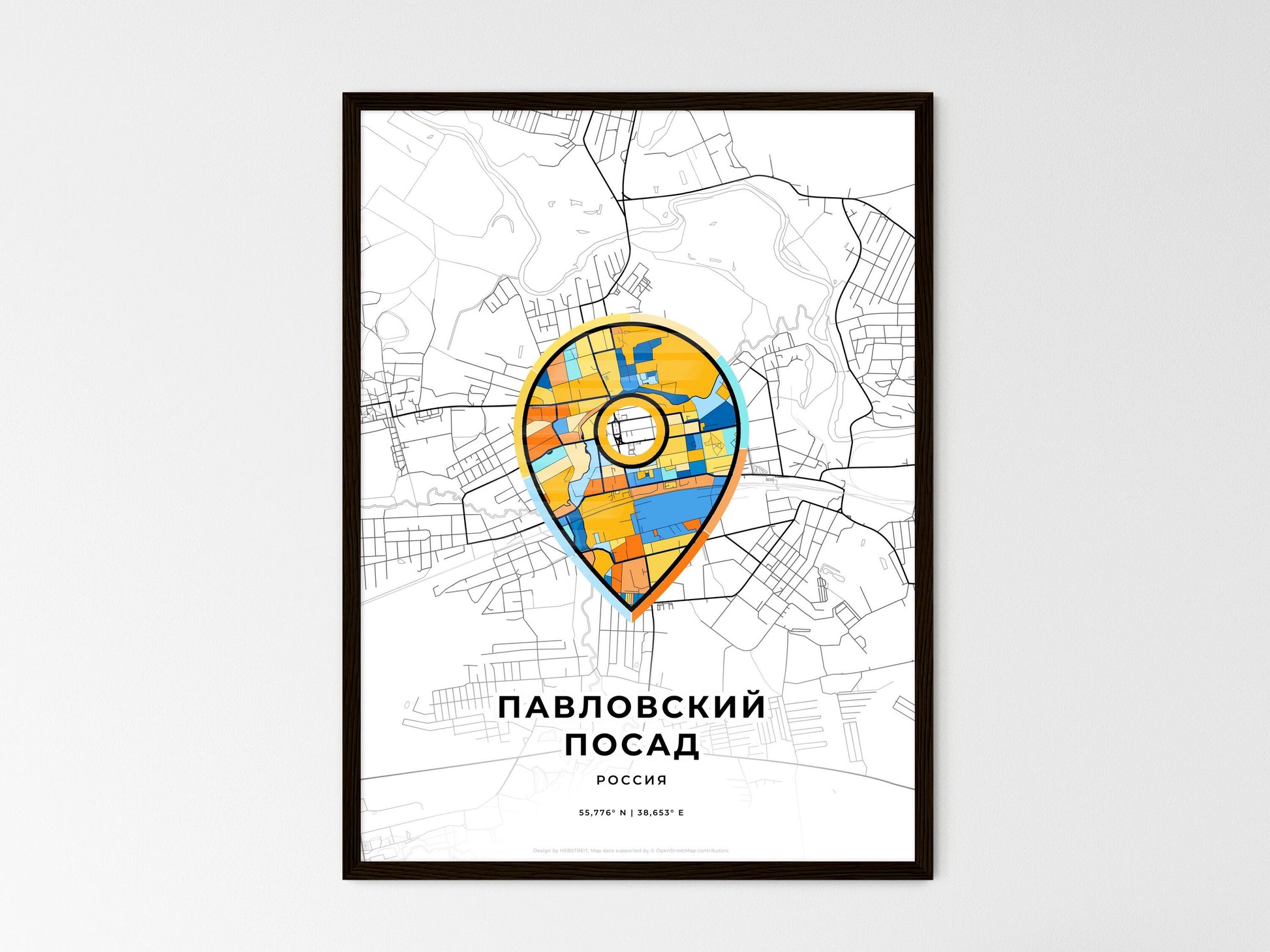 Pavlovsky Posad Russia wedding art map with pointer icon