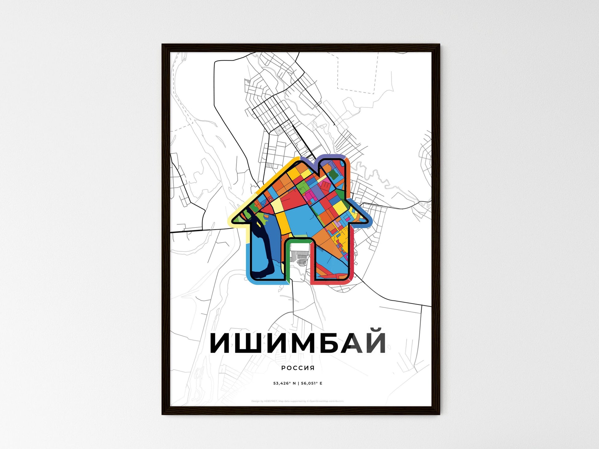 Ishimbay Russia wedding art map with home icon