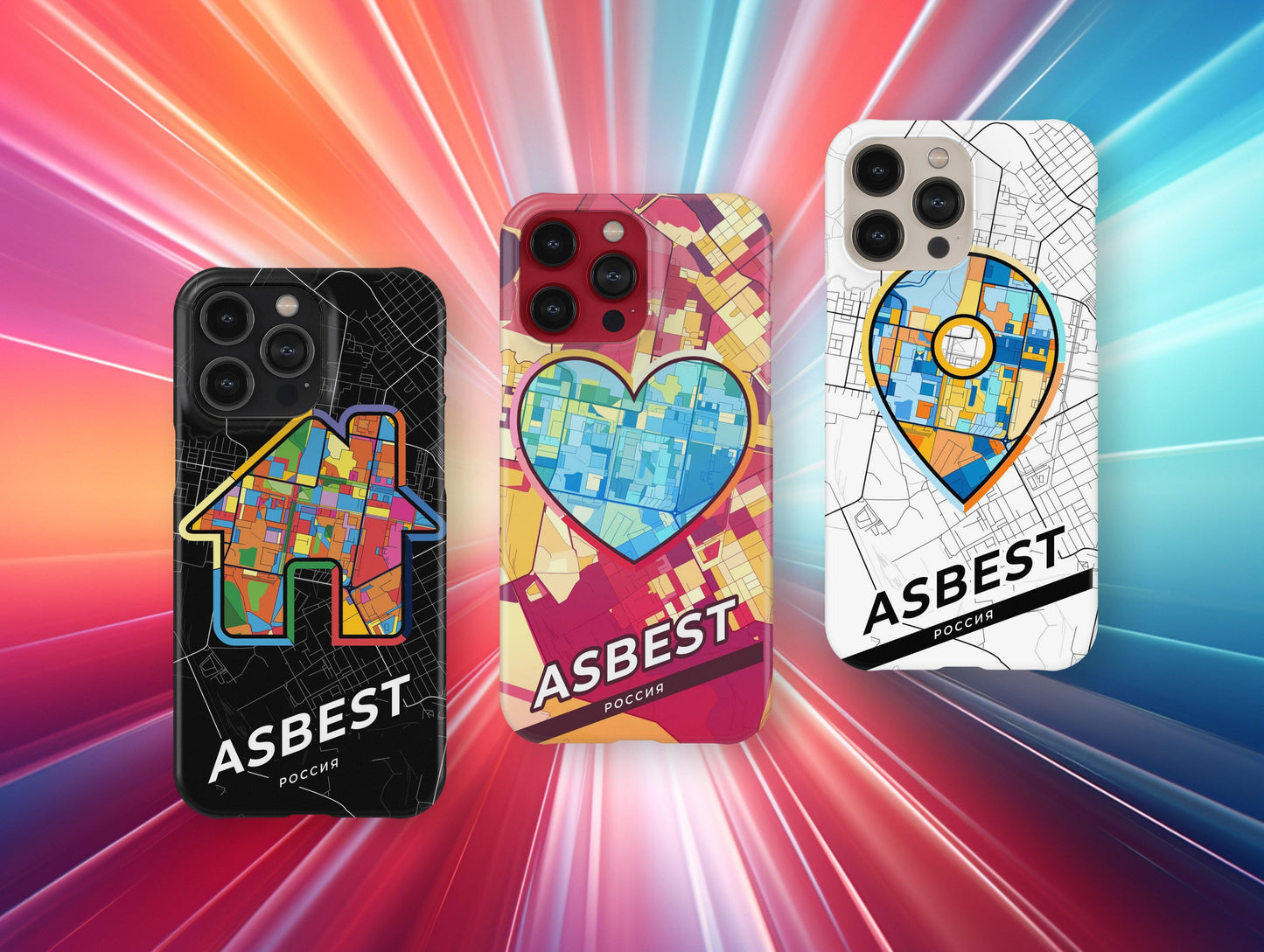 Asbest Russia slim phone case with colorful icon. Birthday, wedding or housewarming gift. Couple match cases.