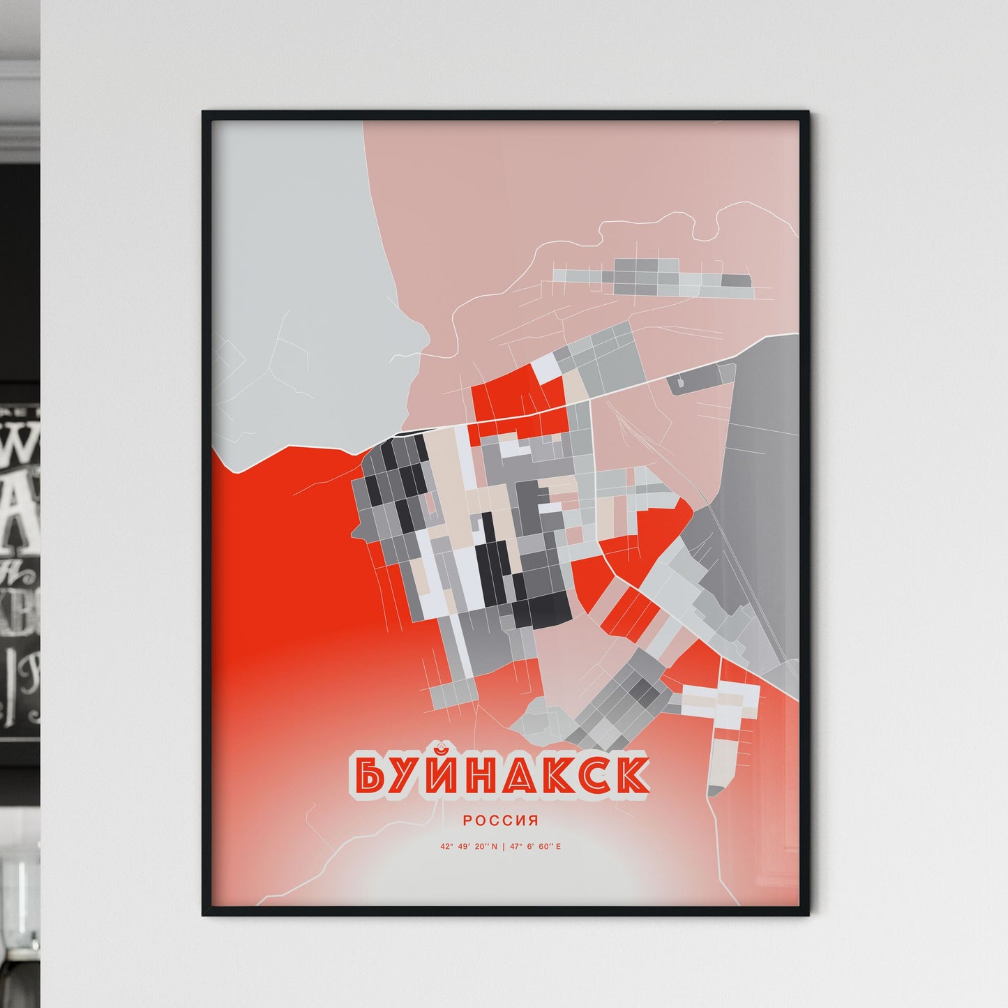 Colorful BUYNAKSK RUSSIA Fine Art Map Modern