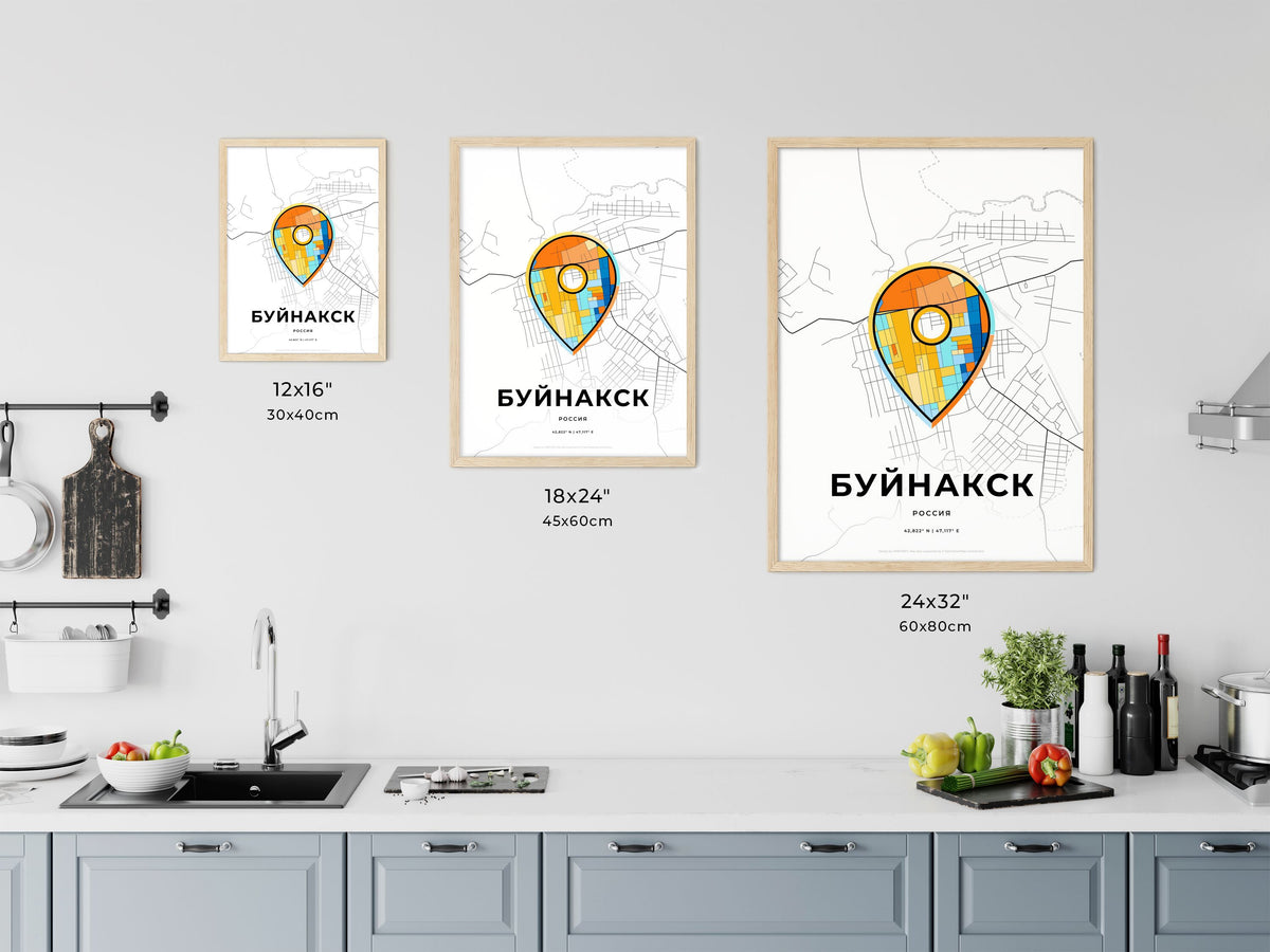 Buynaksk Russia art map size chart