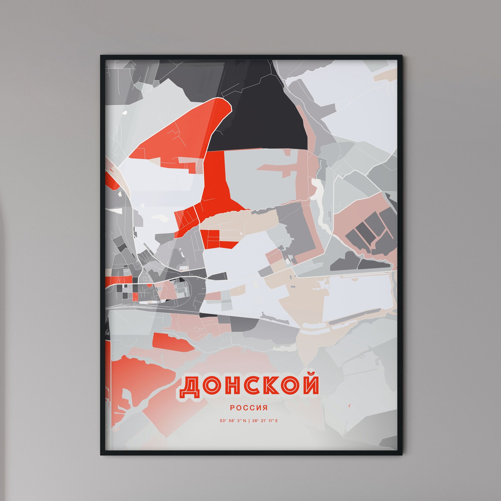 Colorful DONSKOY RUSSIA Fine Art Map Modern