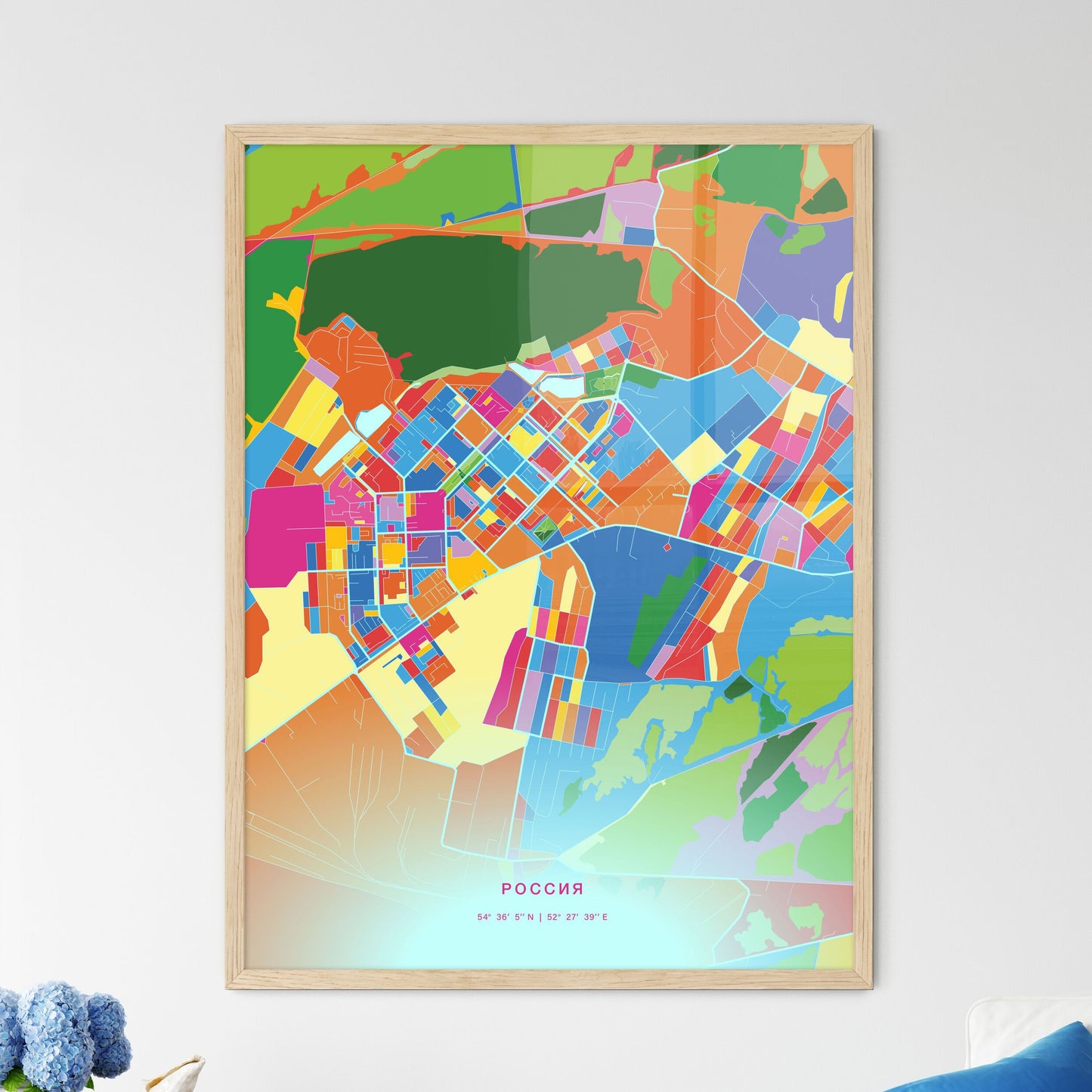 Colorful LENINOGORSK RUSSIA Fine Art Map Crazy Colors