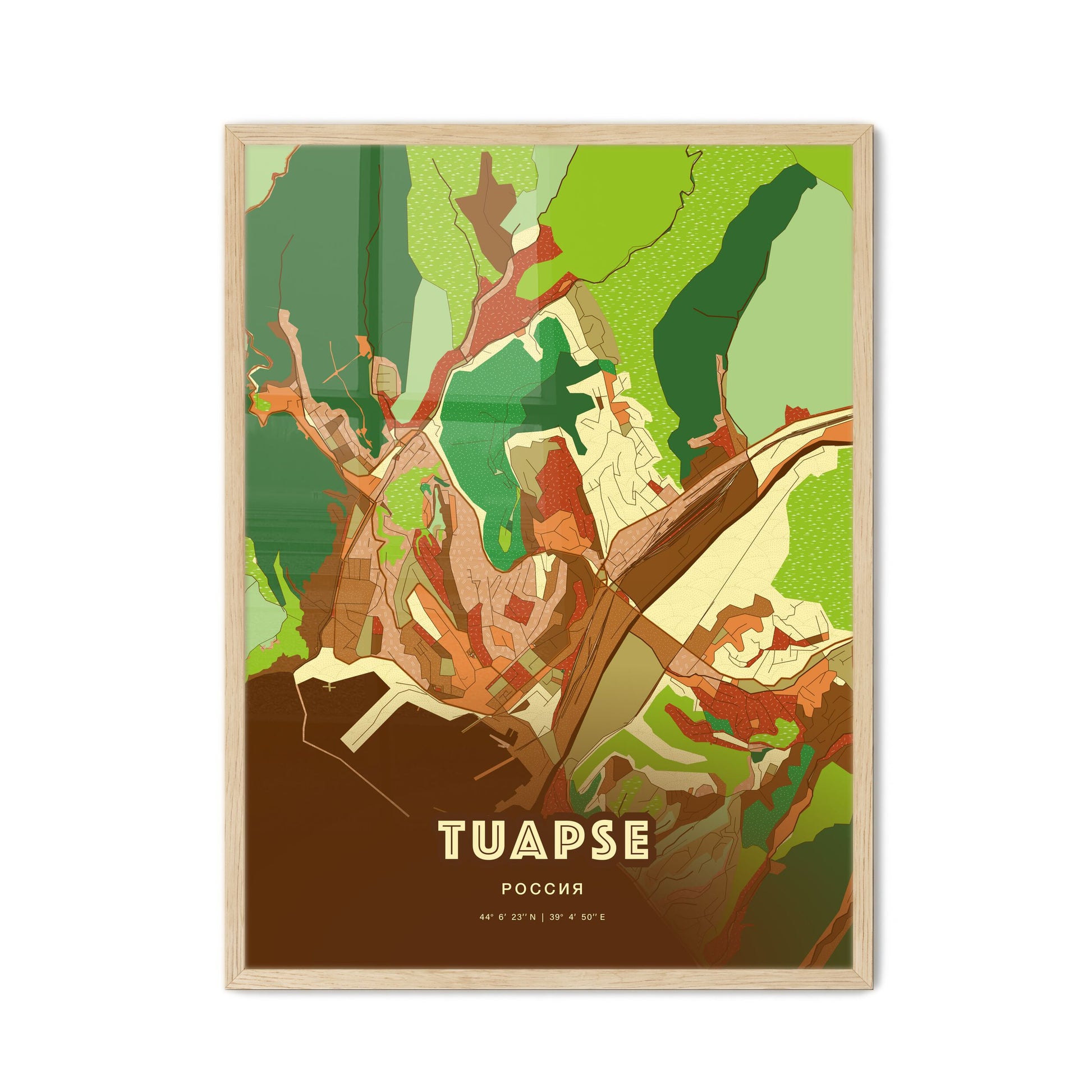 Colorful TUAPSE RUSSIA Fine Art Map Farmhouse