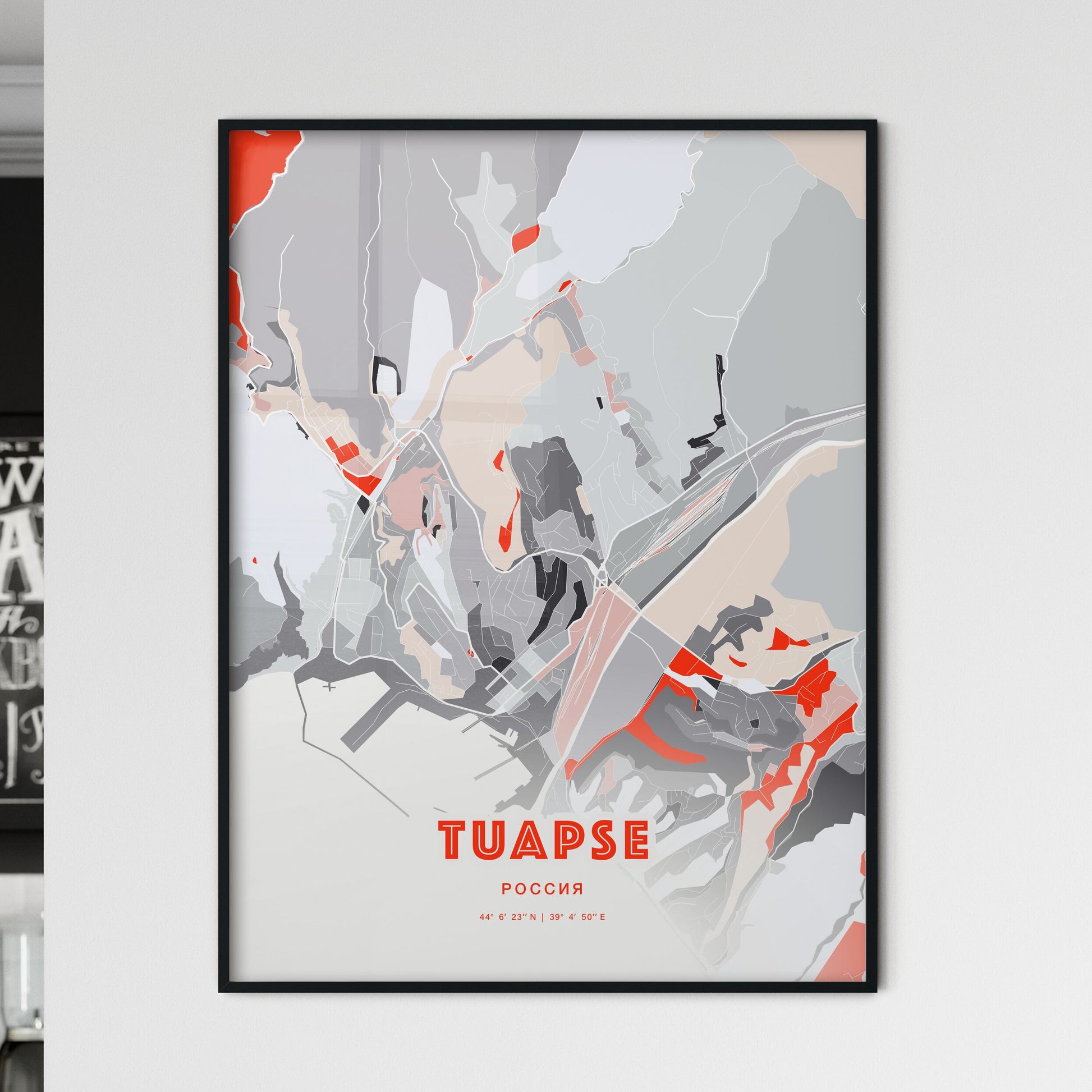 Colorful TUAPSE RUSSIA Fine Art Map Modern