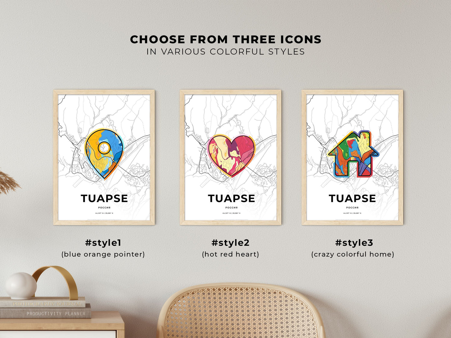 Tuapse Russia maps with colorful icons