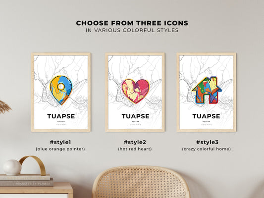 Tuapse Russia maps with colorful icons