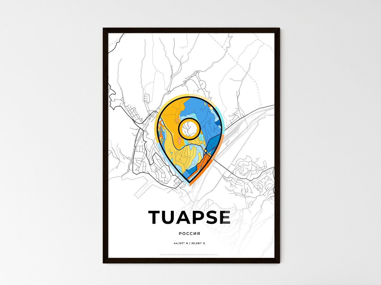 Tuapse Russia wedding art map with pointer icon