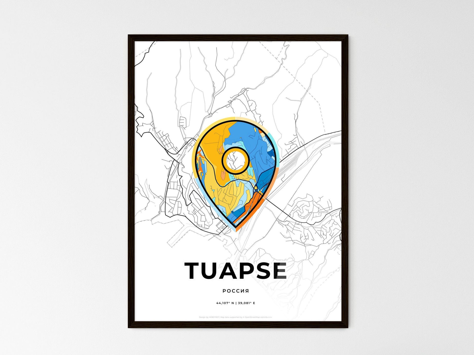 Tuapse Russia wedding art map with pointer icon