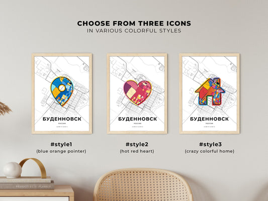 Budyonnovsk Russia maps with colorful icons