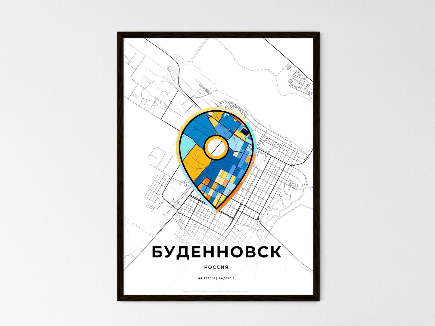 Budyonnovsk Russia wedding art map with pointer icon
