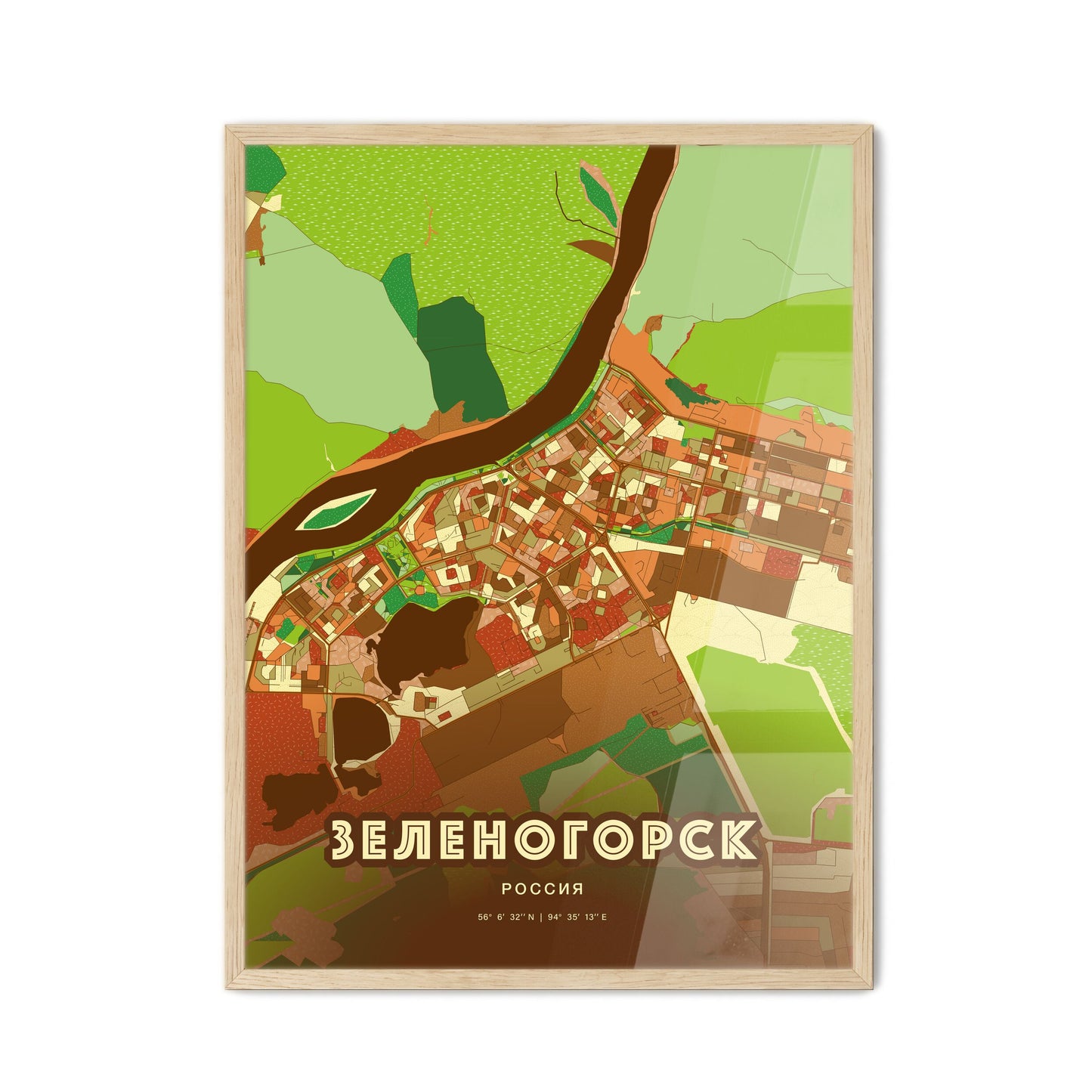 Colorful ZELENOGORSK RUSSIA Fine Art Map Farmhouse