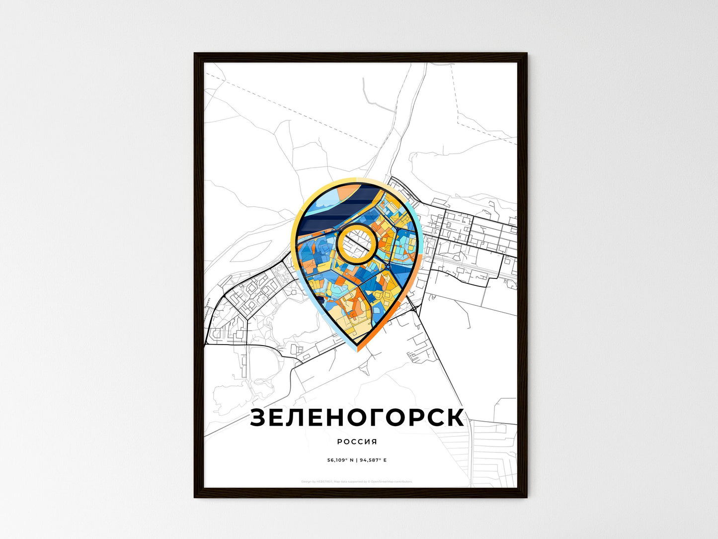 Zelenogorsk Russia wedding art map with pointer icon