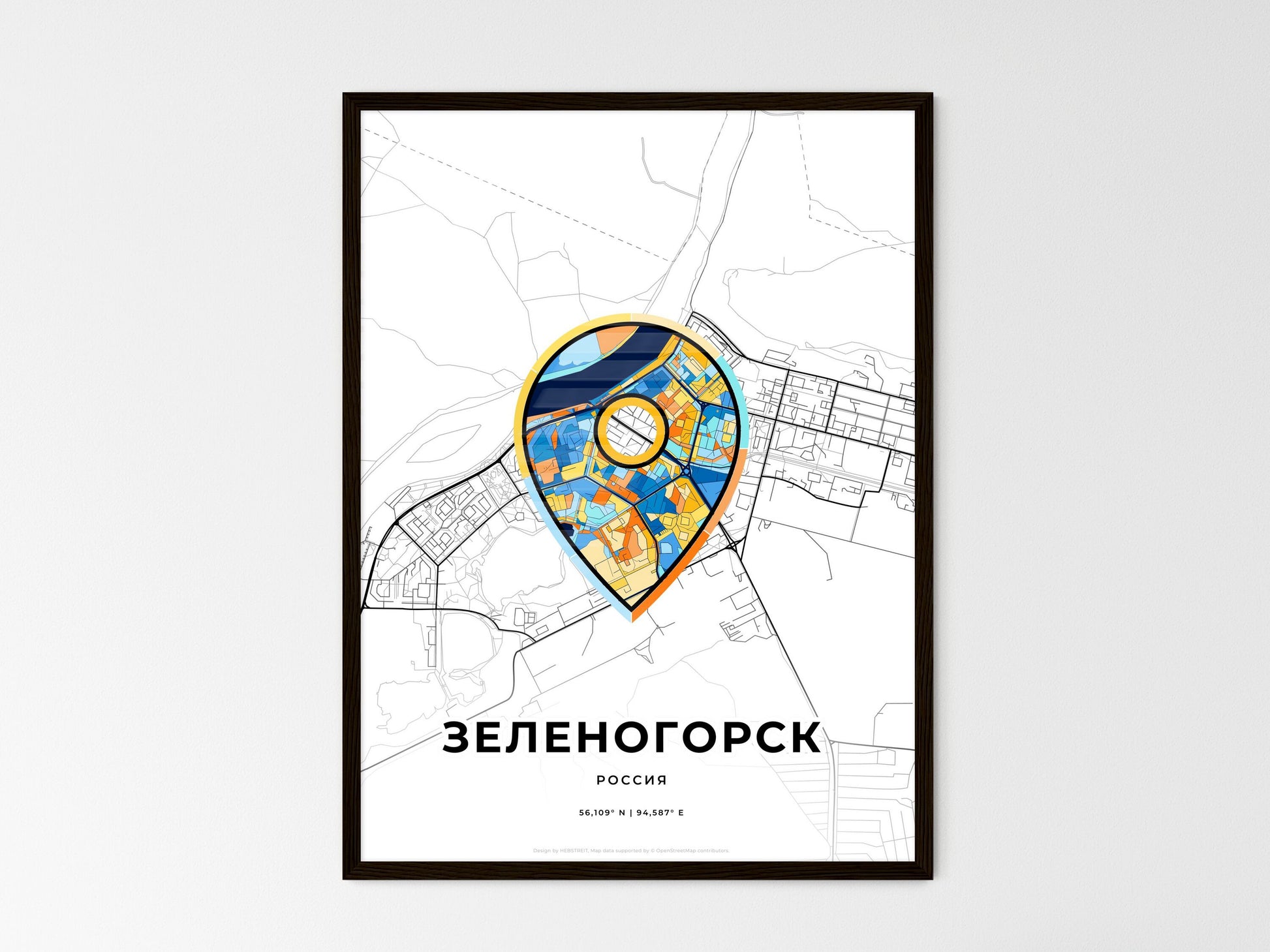 Zelenogorsk Russia wedding art map with pointer icon