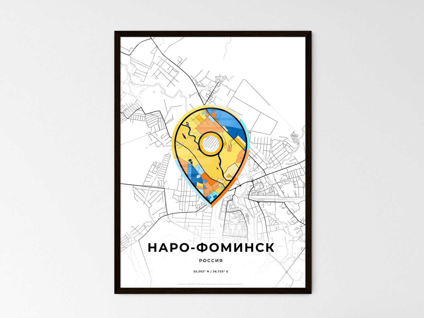 Naro-Fominsk Russia wedding art map with pointer icon