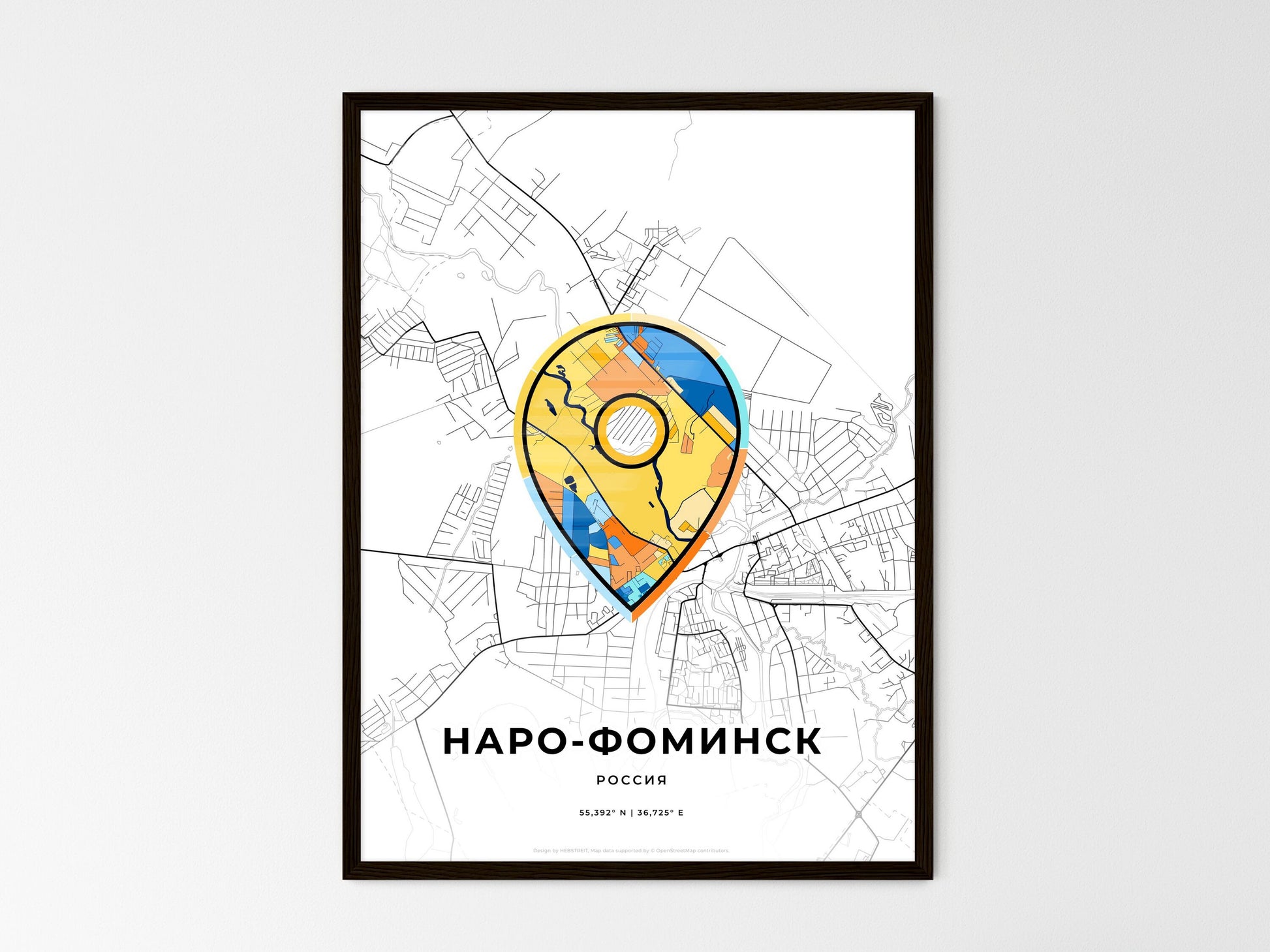 Naro-Fominsk Russia wedding art map with pointer icon