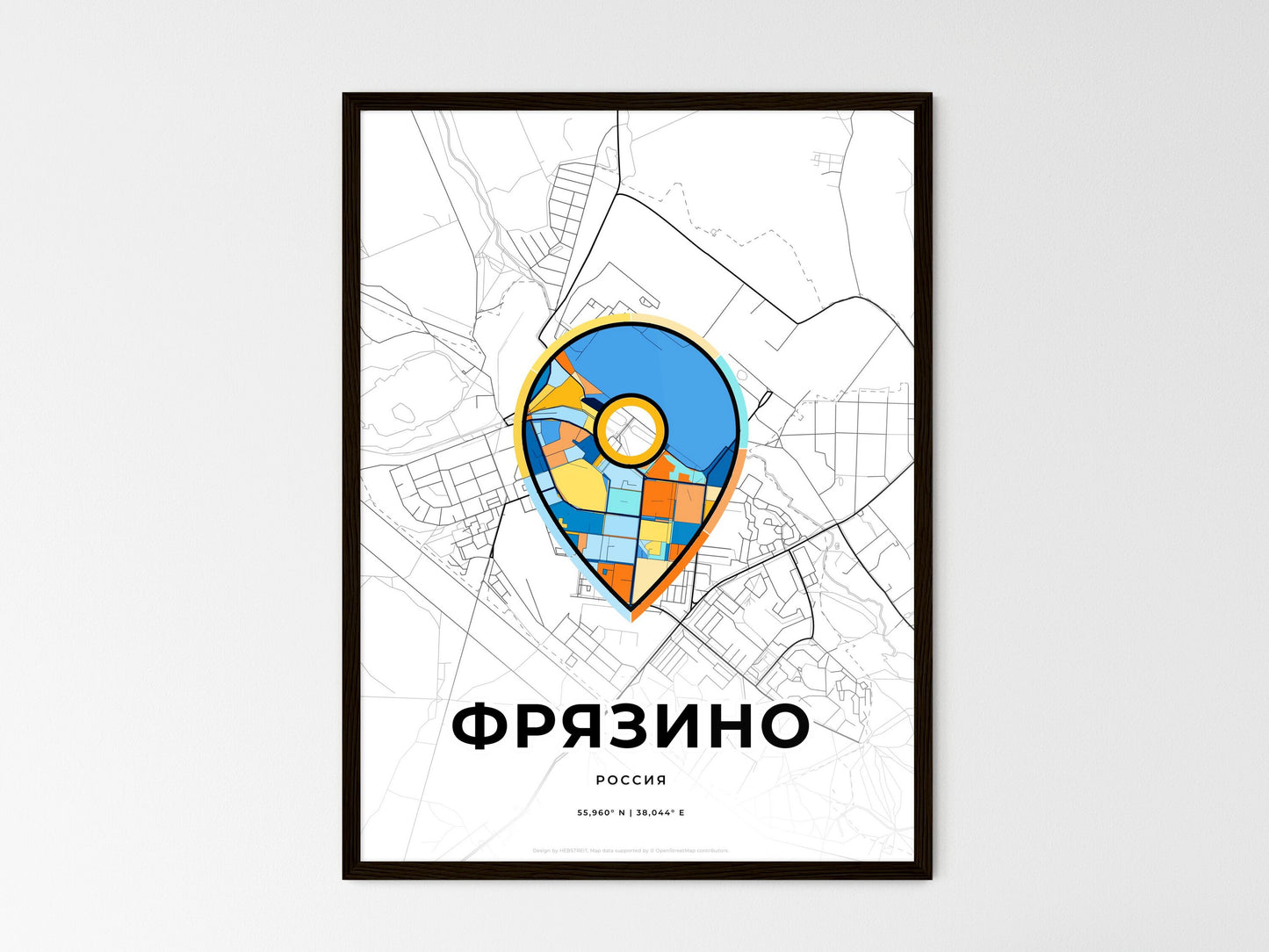 Fryazino Russia wedding art map with pointer icon
