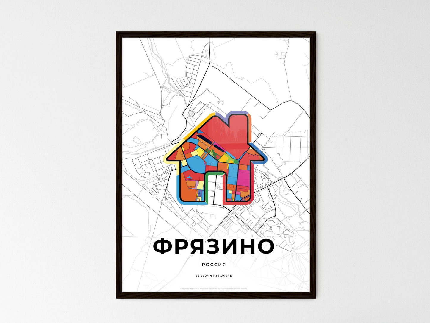 Fryazino Russia wedding art map with home icon