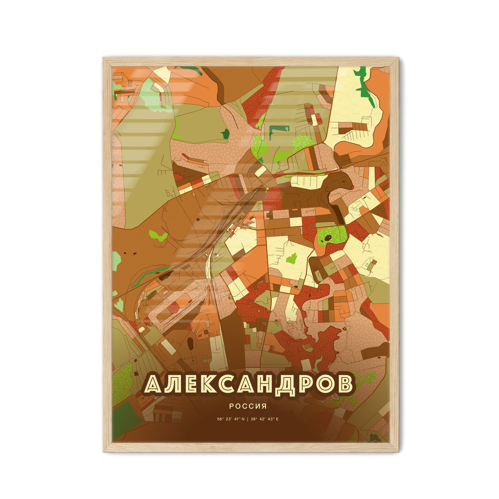 Colorful ALEXANDROV RUSSIA Fine Art Map Farmhouse